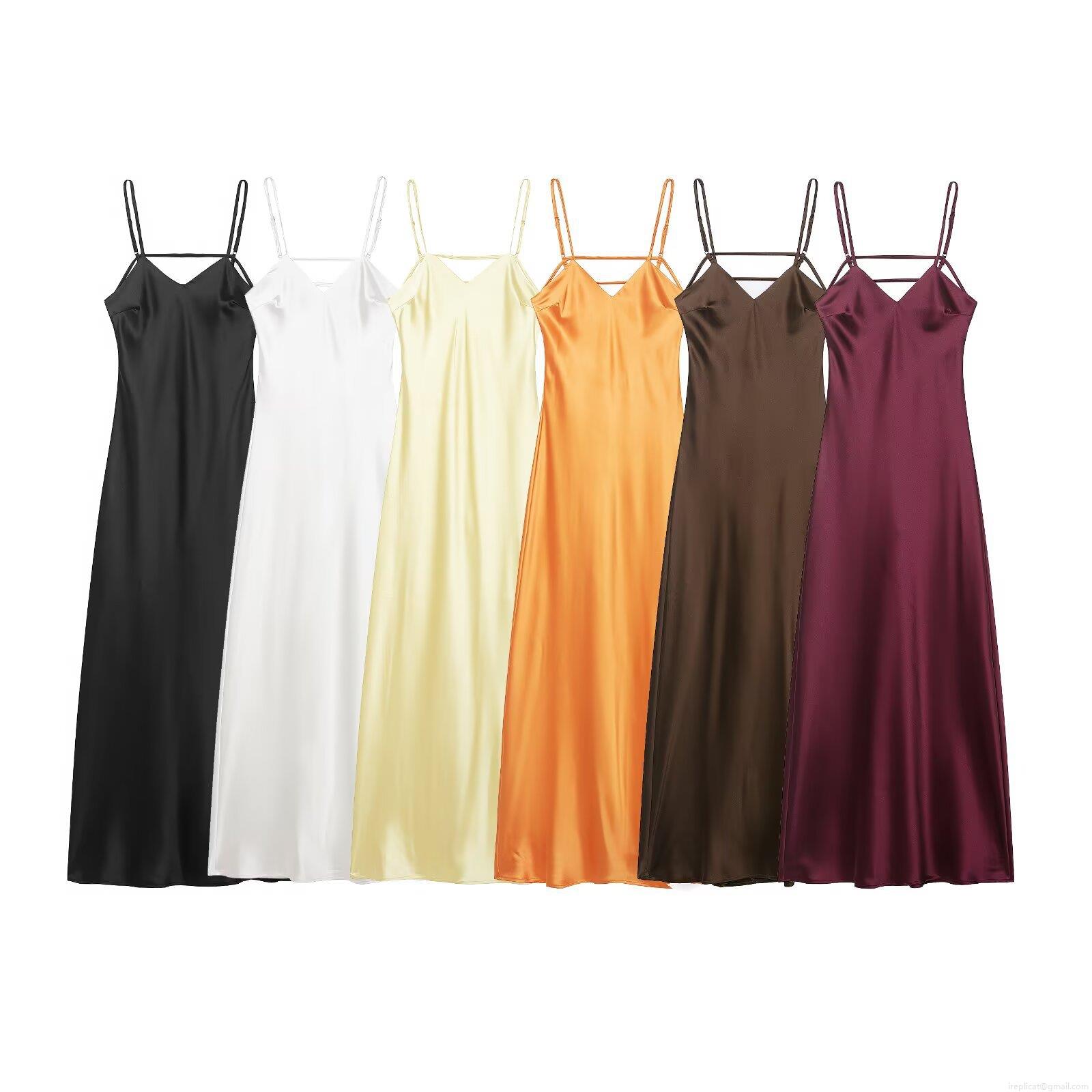 Women's Sexy Backless Satin Slip Dress V-Neck Spaghetti Strap Solid Color Midi Dress Elegant Party Date Night Streetwear 100% Polyester Maxi Dress Women's Sexy Backless Satin Slip Dress V-Neck Spaghetti Strap Solid Color Midi Dress Elegant Party Date Night Streetwear 100% Polyester Maxi Dress