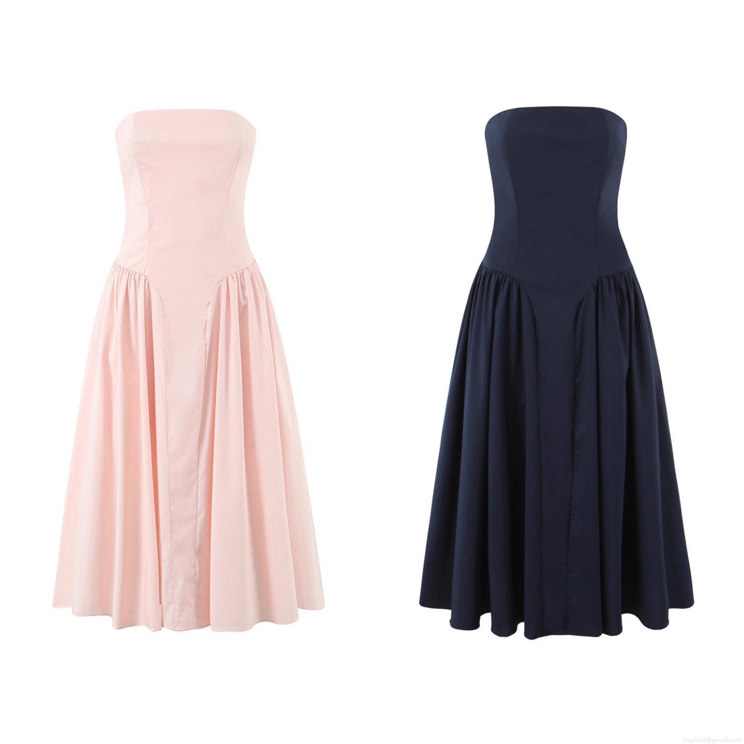Elegant Women Bandeau Dress Backless Lace Up Solid Color Flared A-Line Midi Dress Summer Beach Party Streetwear Cotton Blend Tube Top Dress Elegant Women Bandeau Dress Backless Lace Up Solid Color Flared A-Line Midi Dress Summer Beach Party Streetwear Cotton Blend Tube Top Dress