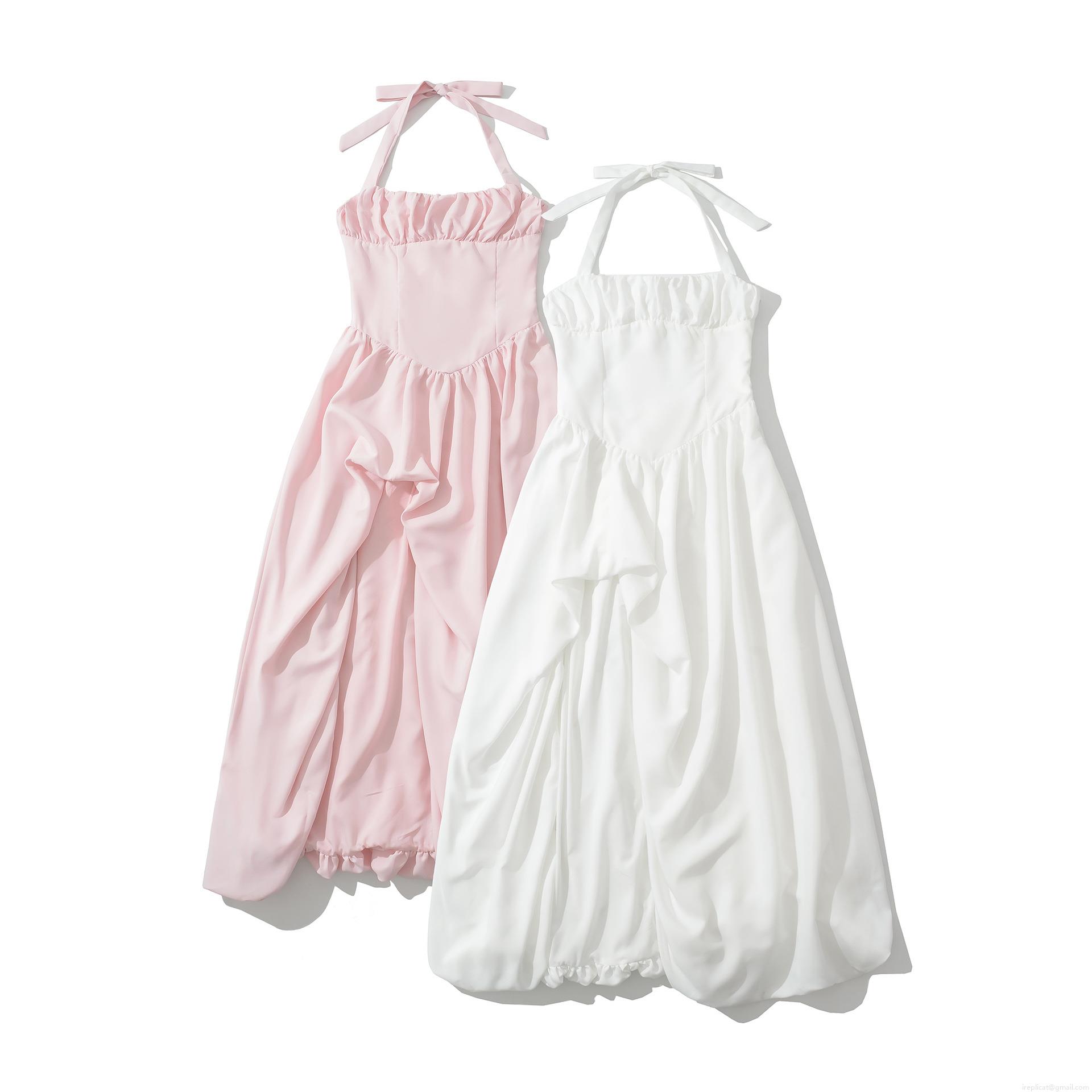 Women Halter Neck Backless Lace-Up Dress Satin Polyester Pleated Bust Irregular Hem Midi Dress Elegant Sexy Backless Party Vacation Dress For Women Women Halter Neck Backless Lace-Up Dress Satin Polyester Pleated Bust Irregular Hem Midi Dress Elegant Sexy Backless Party Vacation Dress For Women