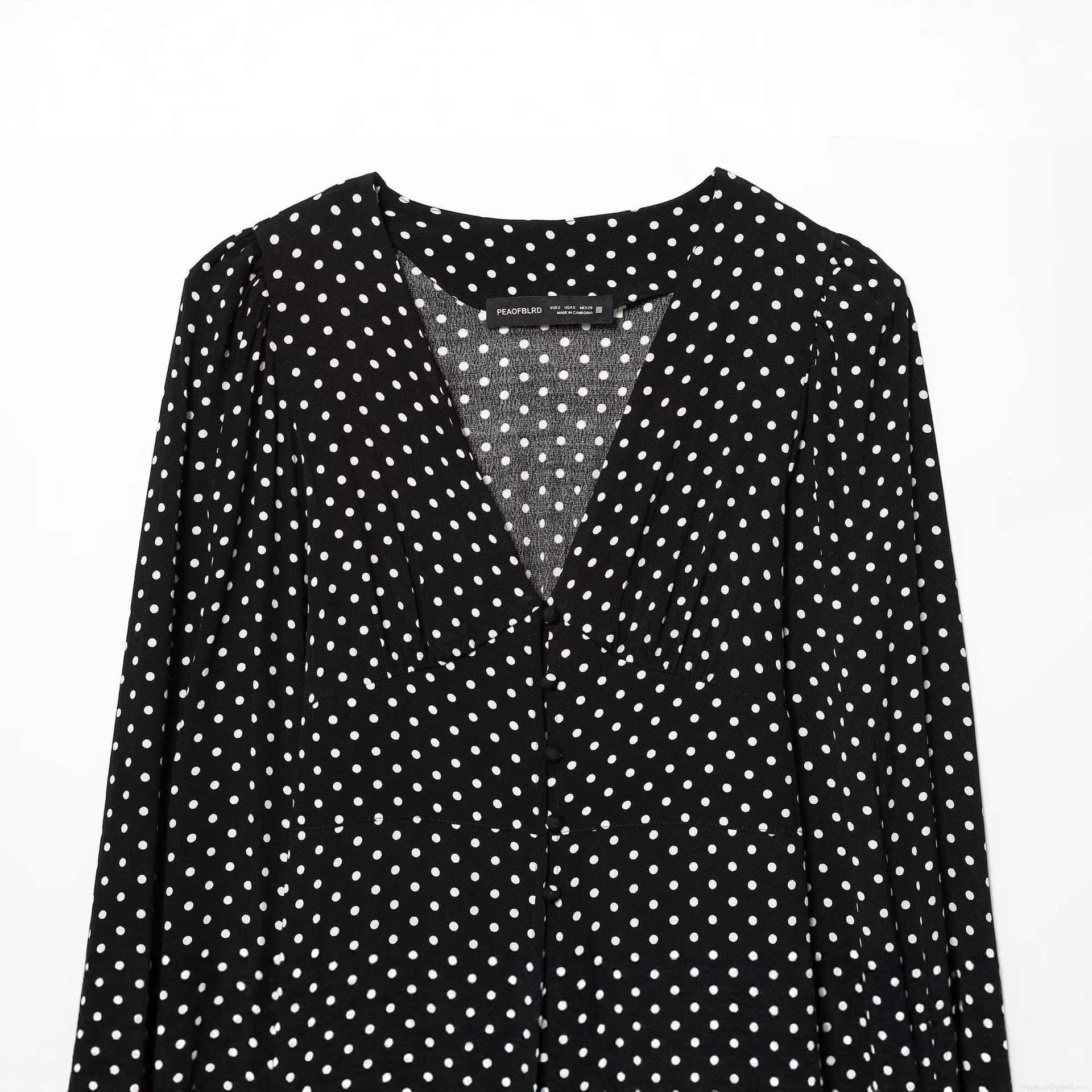 Women's Polka Dot Midi Dress Rayon V-Neck Long Sleeve Button Front Slit Hem High Waist Retro European Streetwear Fashion Casual Dress For Women Women's Polka Dot Midi Dress Rayon V-Neck Long Sleeve Button Front Slit Hem High Waist Retro European Streetwear Fashion Casual Dress For Women