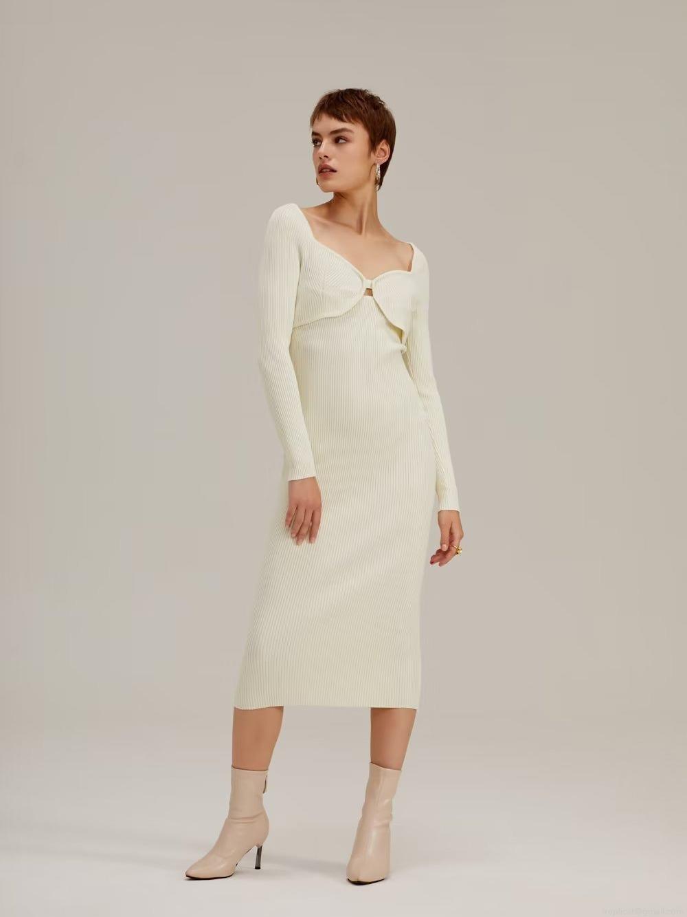 Women's Sexy Knit Midi Dress Long Sleeve Ribbed Bodycon Sweater Dress Square Neck Slim Fit Fall Winter Polyester Elegant Party Dress Women's Sexy Knit Midi Dress Long Sleeve Ribbed Bodycon Sweater Dress Square Neck Slim Fit Fall Winter Polyester Elegant Party Dress
