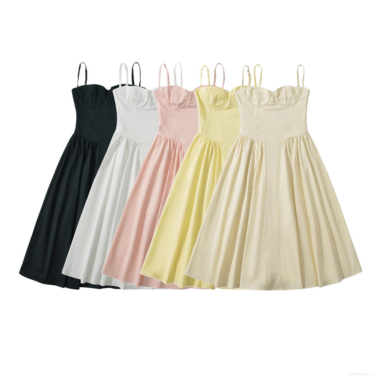 Women's Spaghetti Strap Dress French Vintage Cotton Polyester Bustier Corset High Waist Flare A-Line Maxi Dress For Summer Resort Party Women's Spaghetti Strap Dress French Vintage Cotton Polyester Bustier Corset High Waist Flare A-Line Maxi Dress For Summer Resort Party