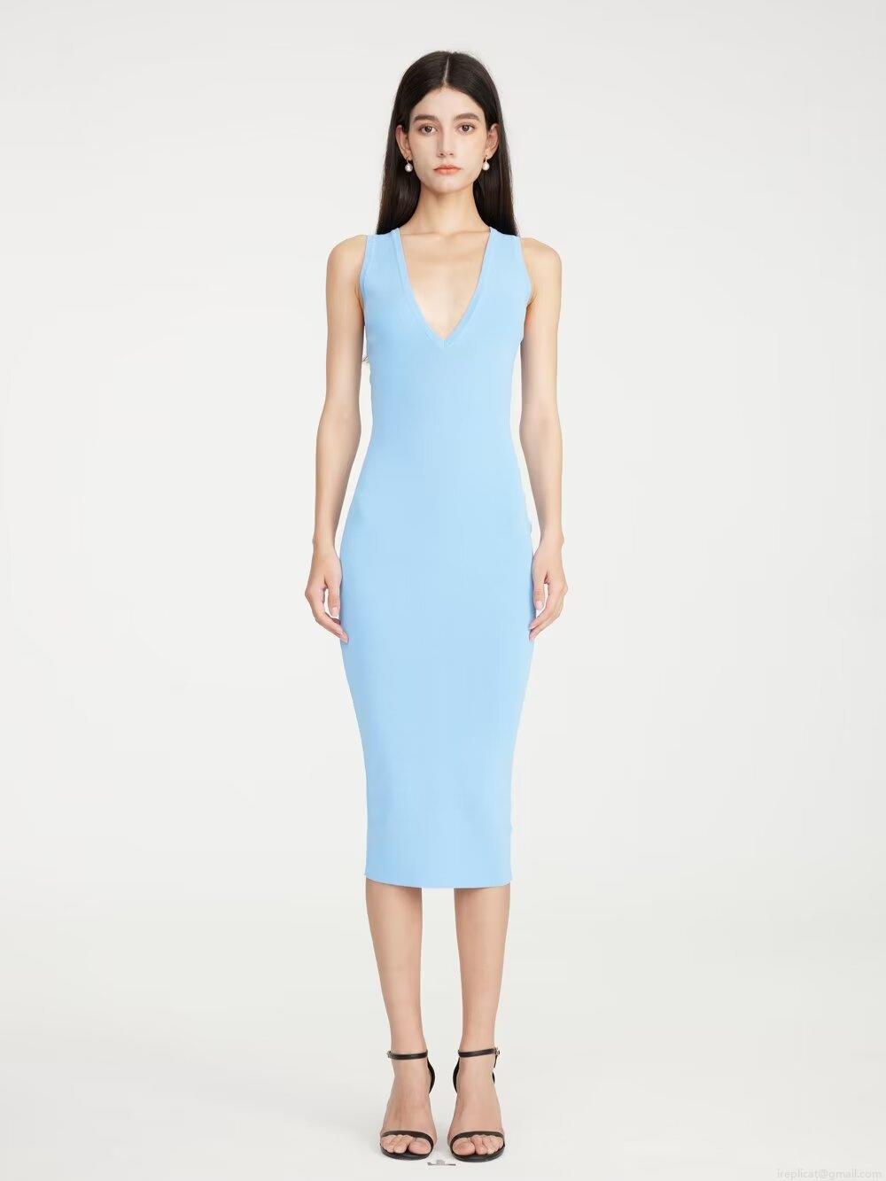 Women Sexy V Neck Sleeveless Bodycon Midi Dress Summer Solid Color Slim Fit Knitted Polyester Evening Party Clubwear Tank Dress Women Sexy V Neck Sleeveless Bodycon Midi Dress Summer Solid Color Slim Fit Knitted Polyester Evening Party Clubwear Tank Dress
