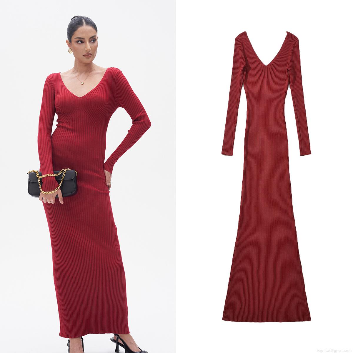 Women's Long Sleeve Double V Neck Ribbed Knit Midi Dress 70% Rayon 30% Nylon Slim Fit Pullover Sweater Bodycon Long Dress Solid Color Elegant Casual Party Women Clothing Women's Long Sleeve Double V Neck Ribbed Knit Midi Dress 70% Rayon 30% Nylon Slim Fit Pullover Sweater Bodycon Long Dress Solid Color Elegant Casual Party Women Clothing