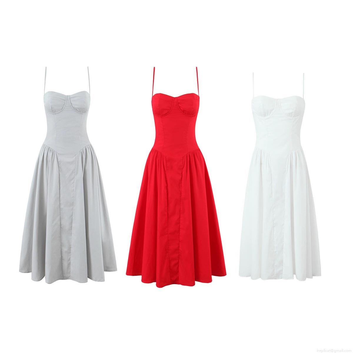 Women's Square Neck Corset Slip Midi Dress Sexy Backless Pleated A-Line Cotton Dress For Summer Beach Party Clubwear Solid Floral Print Women's Square Neck Corset Slip Midi Dress Sexy Backless Pleated A-Line Cotton Dress For Summer Beach Party Clubwear Solid Floral Print
