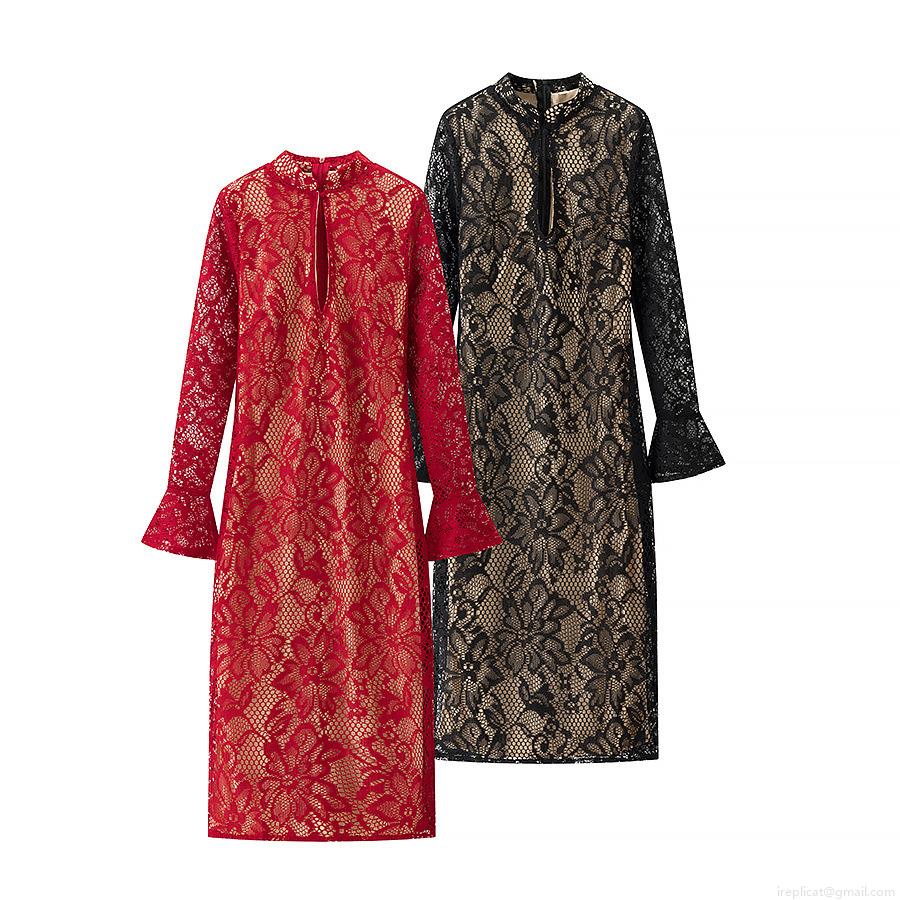 Elegant Hollow Out Lace Flare Sleeve Bodycon Dress For Women Sexy High Neck Long Sleeve Slim Fit Patchwork Midi Dress Party Evening Cocktail Outfits Elegant Hollow Out Lace Flare Sleeve Bodycon Dress For Women Sexy High Neck Long Sleeve Slim Fit Patchwork Midi Dress Party Evening Cocktail Outfits