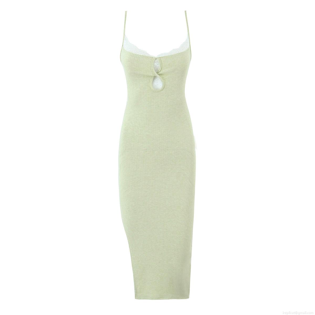 Women's Sexy Lace Patchwork Bodycon Dress Ribbed Knit Camisole V-Neck Hollow Out Slim Fit Sleeveless Midi Dress Night Out Party Wear Women's Sexy Lace Patchwork Bodycon Dress Ribbed Knit Camisole V-Neck Hollow Out Slim Fit Sleeveless Midi Dress Night Out Party Wear