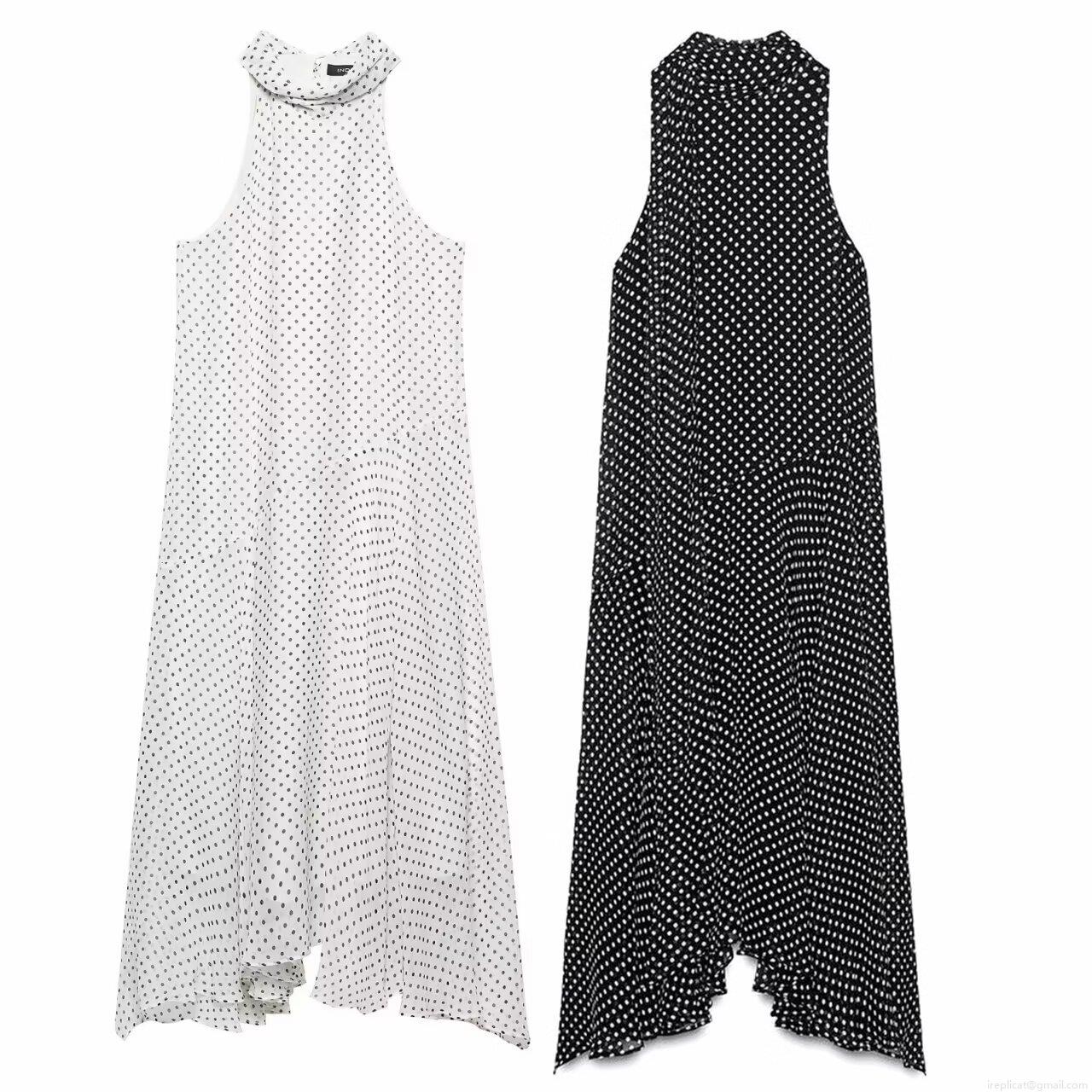 Women's Polka Dot Halter Neck Dress Elegant Irregular Hem Sleeveless Backless Summer Chiffon Feel Midi Sundress For Beach Party Holiday Streetwear Women's Polka Dot Halter Neck Dress Elegant Irregular Hem Sleeveless Backless Summer Chiffon Feel Midi Sundress For Beach Party Holiday Streetwear