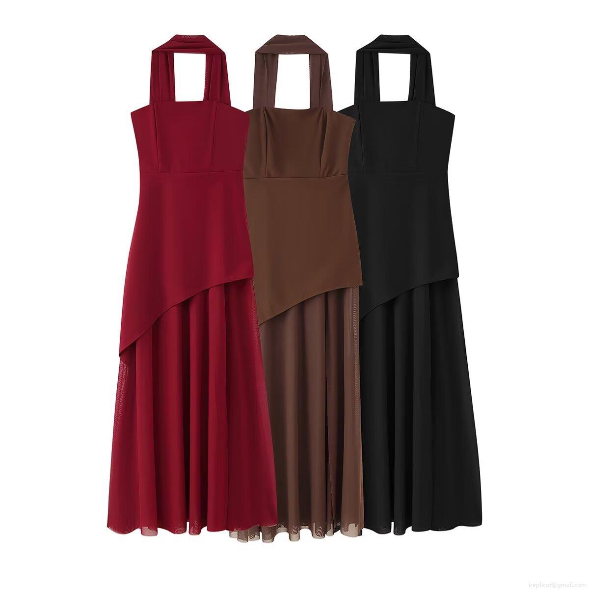 Women's Sexy Halter Neck Asymmetric Hem Midi Dress Fashion Sleeveless Bodycon Polyester Layered Patchwork Party Vacation Streetwear Dress Women's Sexy Halter Neck Asymmetric Hem Midi Dress Fashion Sleeveless Bodycon Polyester Layered Patchwork Party Vacation Streetwear Dress