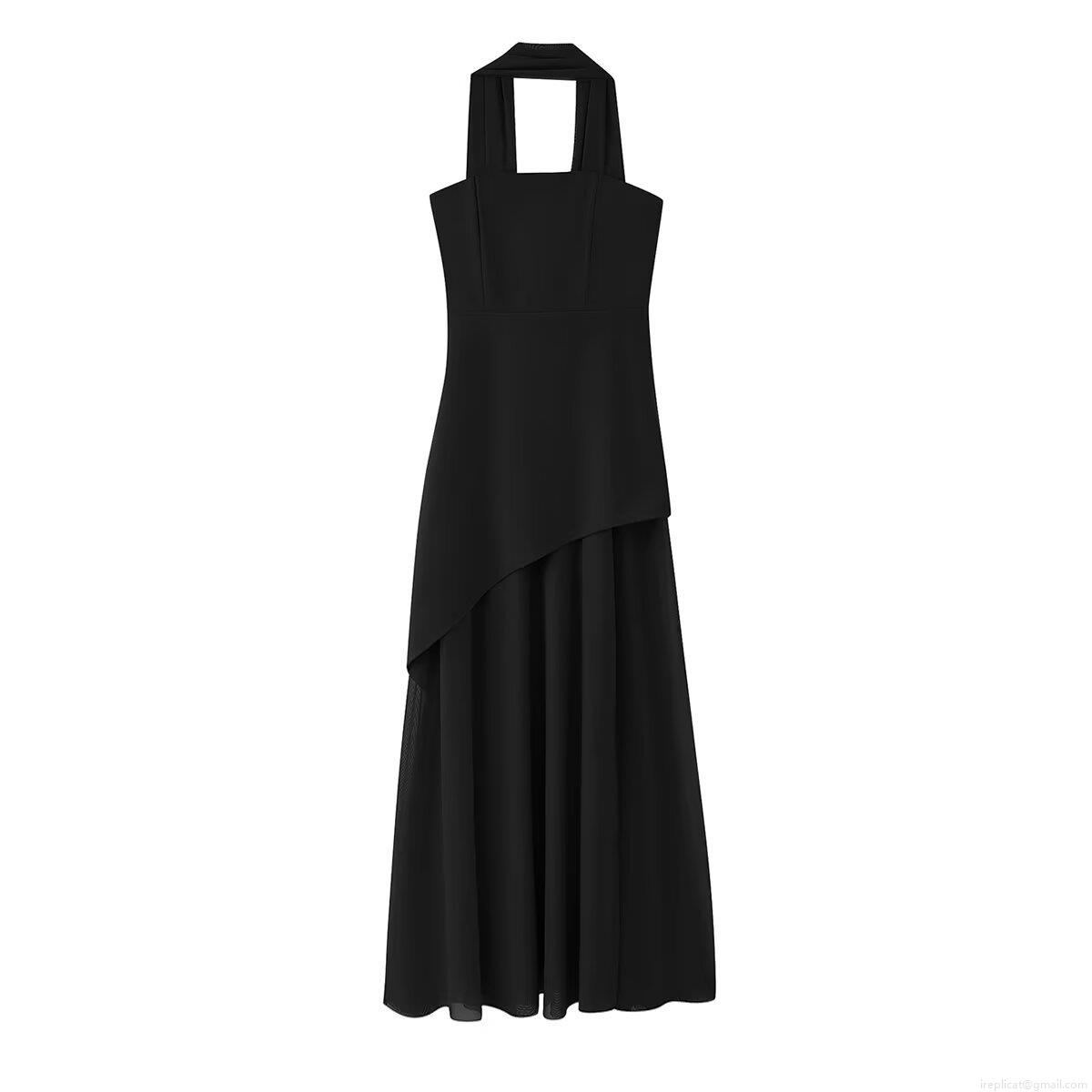 Women\'s Sexy Halter Neck Asymmetric Hem Midi Dress Fashion Sleeveless Bodycon Polyester Layered Patchwork Party Vacation Streetwear Dress
