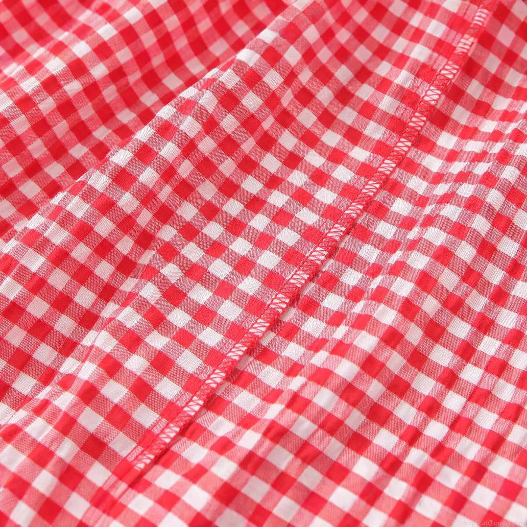 Women\'s Vintage Gingham Cami Midi Dress Cotton Blend Lace Up Backless Split A-Line Sundress For Summer Vacation Beach Streetwear Sexy V-Neck Gown