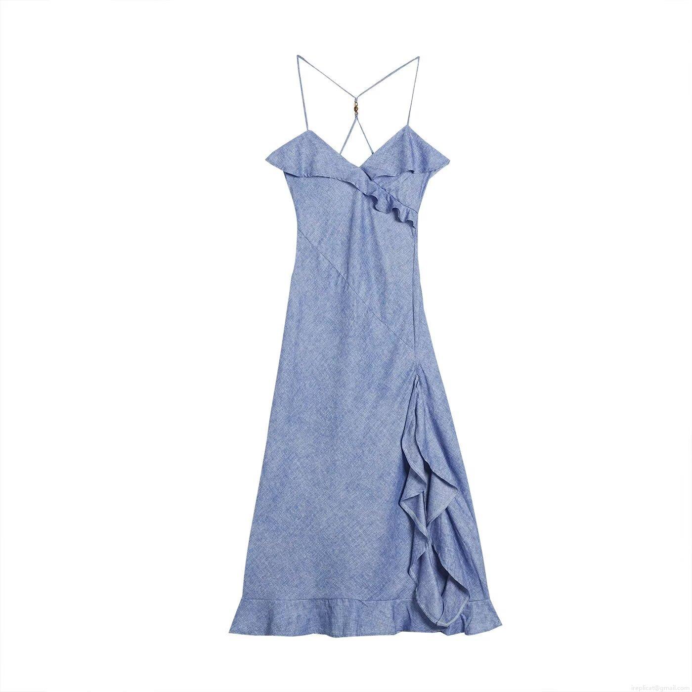 Women's Summer Backless Ruffle Camisole Dress Cotton Polyester Linen Feel V-Neck Cross Back Midi Dress for Party Beach Vacation Streetwear Women's Summer Backless Ruffle Camisole Dress Cotton Polyester Linen Feel V-Neck Cross Back Midi Dress for Party Beach Vacation Streetwear