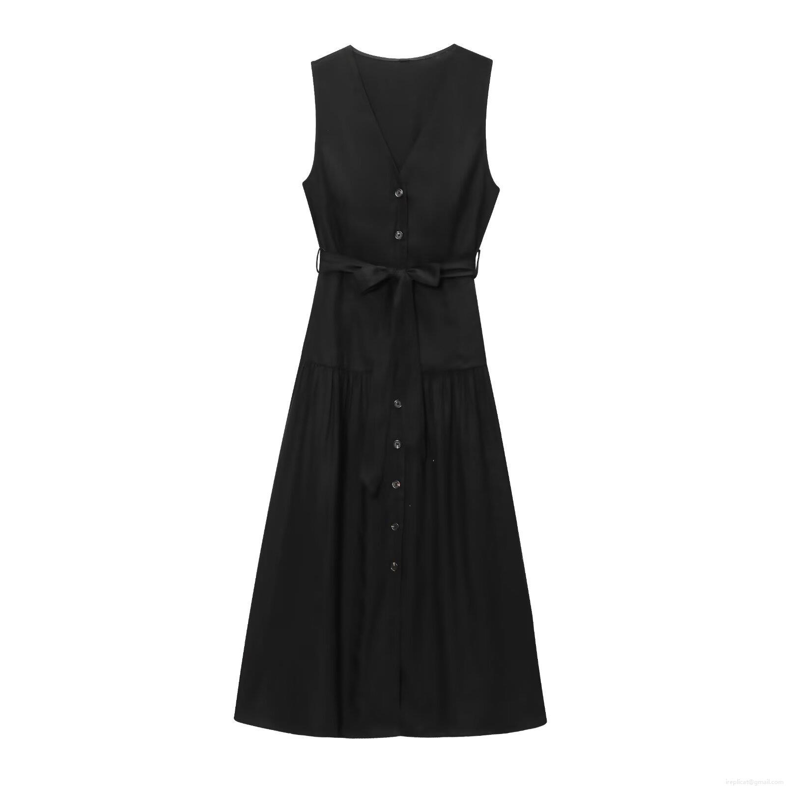 Women Summer V Neck Sleeveless Button Up Midi Dress Linen Blend Tie Waist Solid Color A-Line Streetwear Casual Beach Dress For Ladies Women Summer V Neck Sleeveless Button Up Midi Dress Linen Blend Tie Waist Solid Color A-Line Streetwear Casual Beach Dress For Ladies