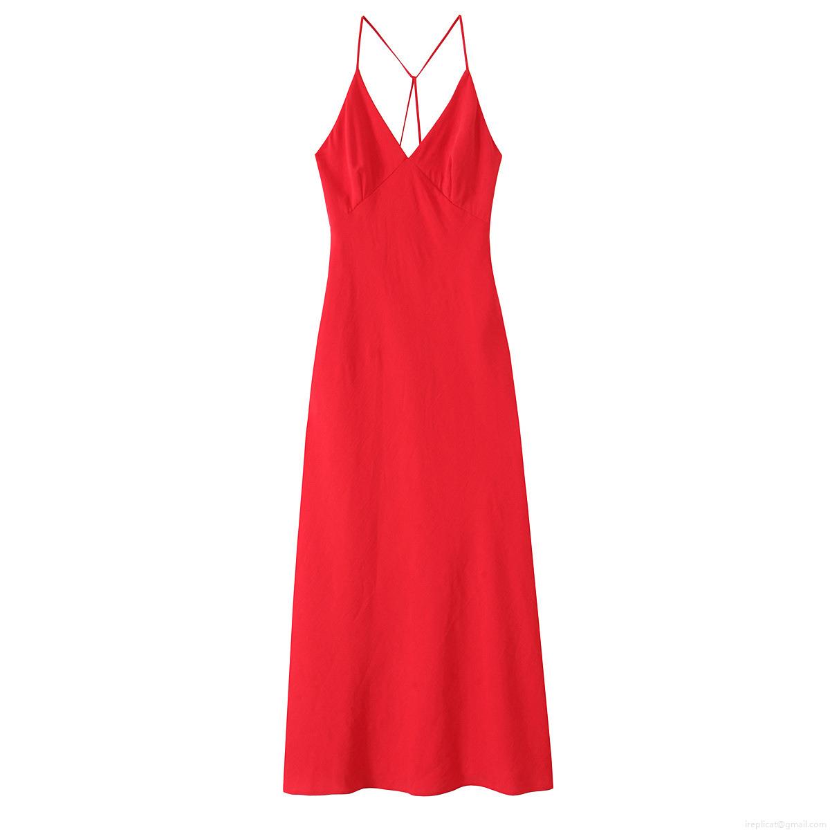 Women's Sexy Backless V-Neck Midi Slip Dress Summer Solid Color Cross Strap Polyester Party Cocktail Dress For Women Women's Sexy Backless V-Neck Midi Slip Dress Summer Solid Color Cross Strap Polyester Party Cocktail Dress For Women