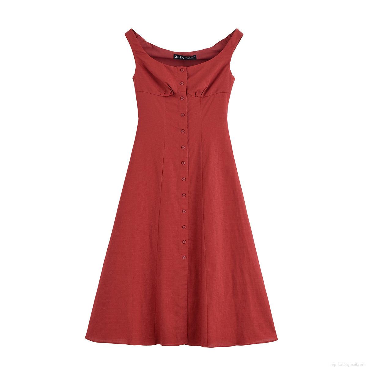 Women's Sleeveless Button Decor Midi Dress Square Neck Tie Waist Solid Color A-Line Dress European Style Autumn Streetwear Chic Outfit Women's Sleeveless Button Decor Midi Dress Square Neck Tie Waist Solid Color A-Line Dress European Style Autumn Streetwear Chic Outfit