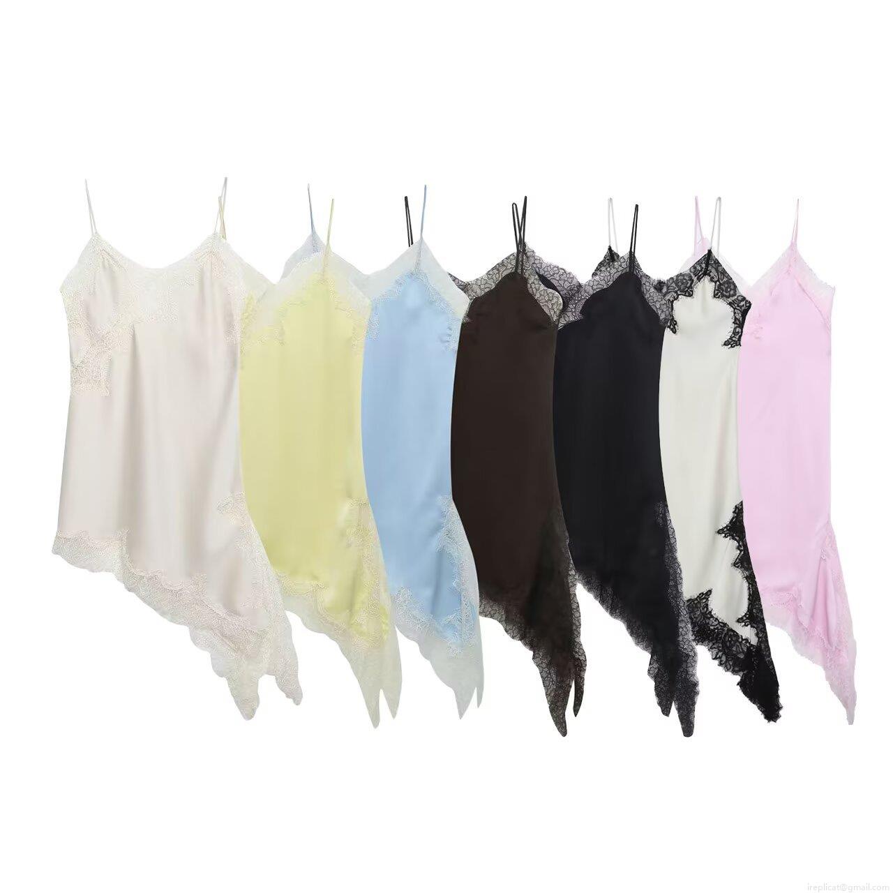 Women's Elegant Lace Patchwork Satin Cami Dress Irregular Hem V-Neck Sleeveless Spaghetti Strap Midi Dress Sexy Nightgown Slip Dress for Women Party Date Women's Elegant Lace Patchwork Satin Cami Dress Irregular Hem V-Neck Sleeveless Spaghetti Strap Midi Dress Sexy Nightgown Slip Dress for Women Party Date