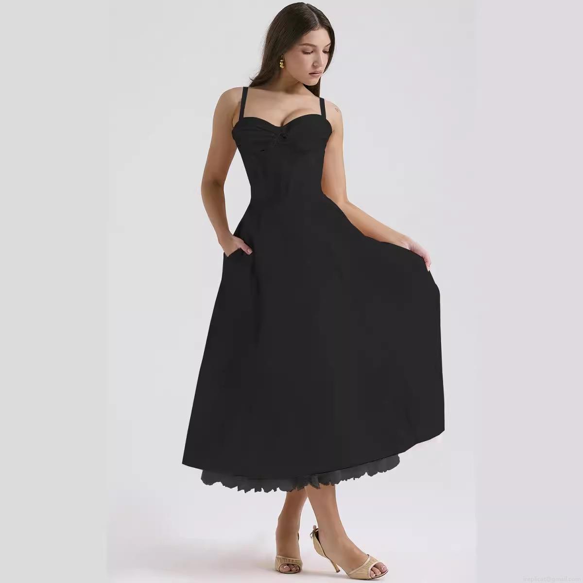French Style Floral Slip Dress Lace Trim Bustier Corset Slim Fit Midi A-Line Dress For Summer Vacation Party Women Polyester Blend