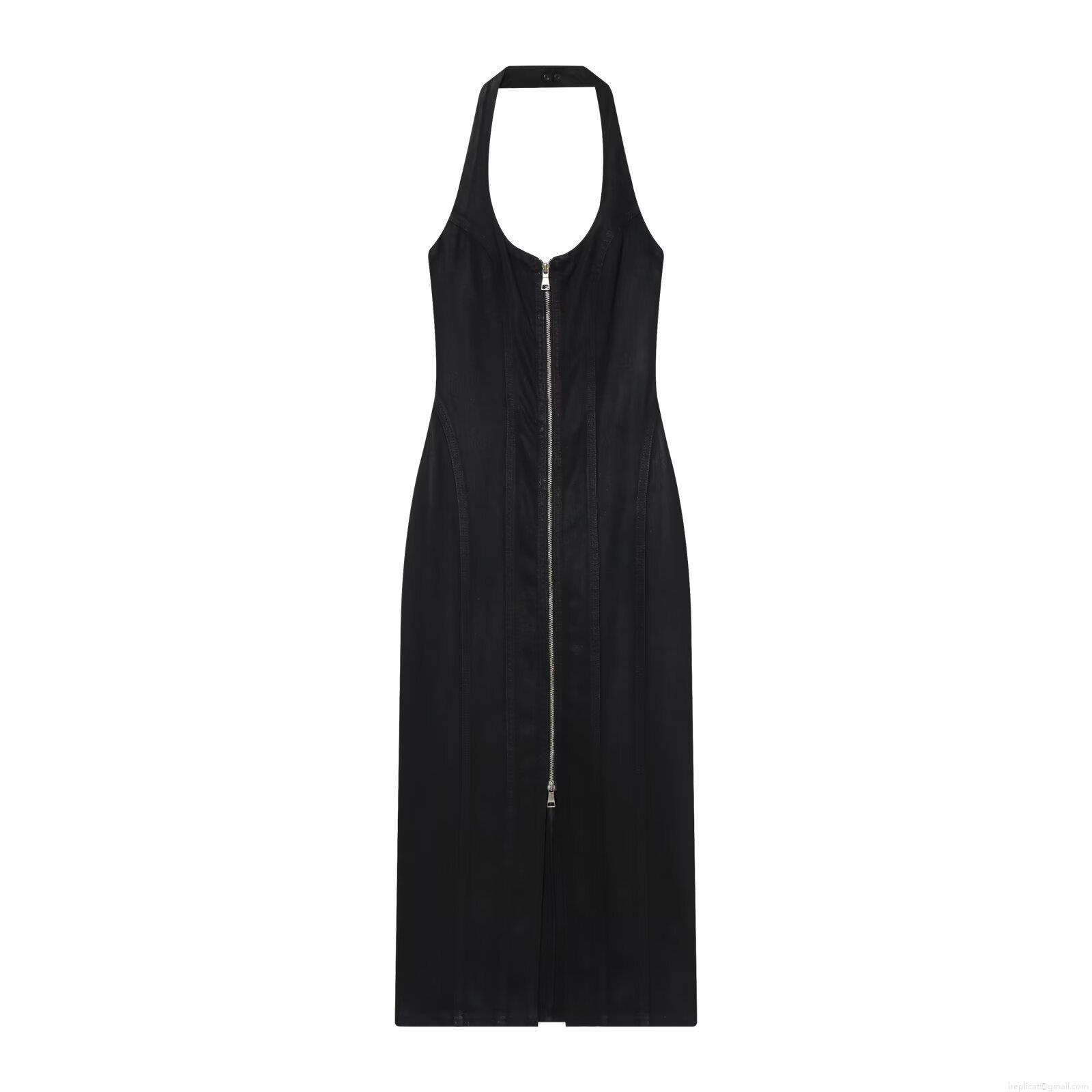 Women Sexy Black Halterneck Slim Fit Midi Dress Backless Zip Front Sleeveless Stretch Bodycon Midi Long Dress For Party Night Clubwear Evening Women Sexy Black Halterneck Slim Fit Midi Dress Backless Zip Front Sleeveless Stretch Bodycon Midi Long Dress For Party Night Clubwear Evening