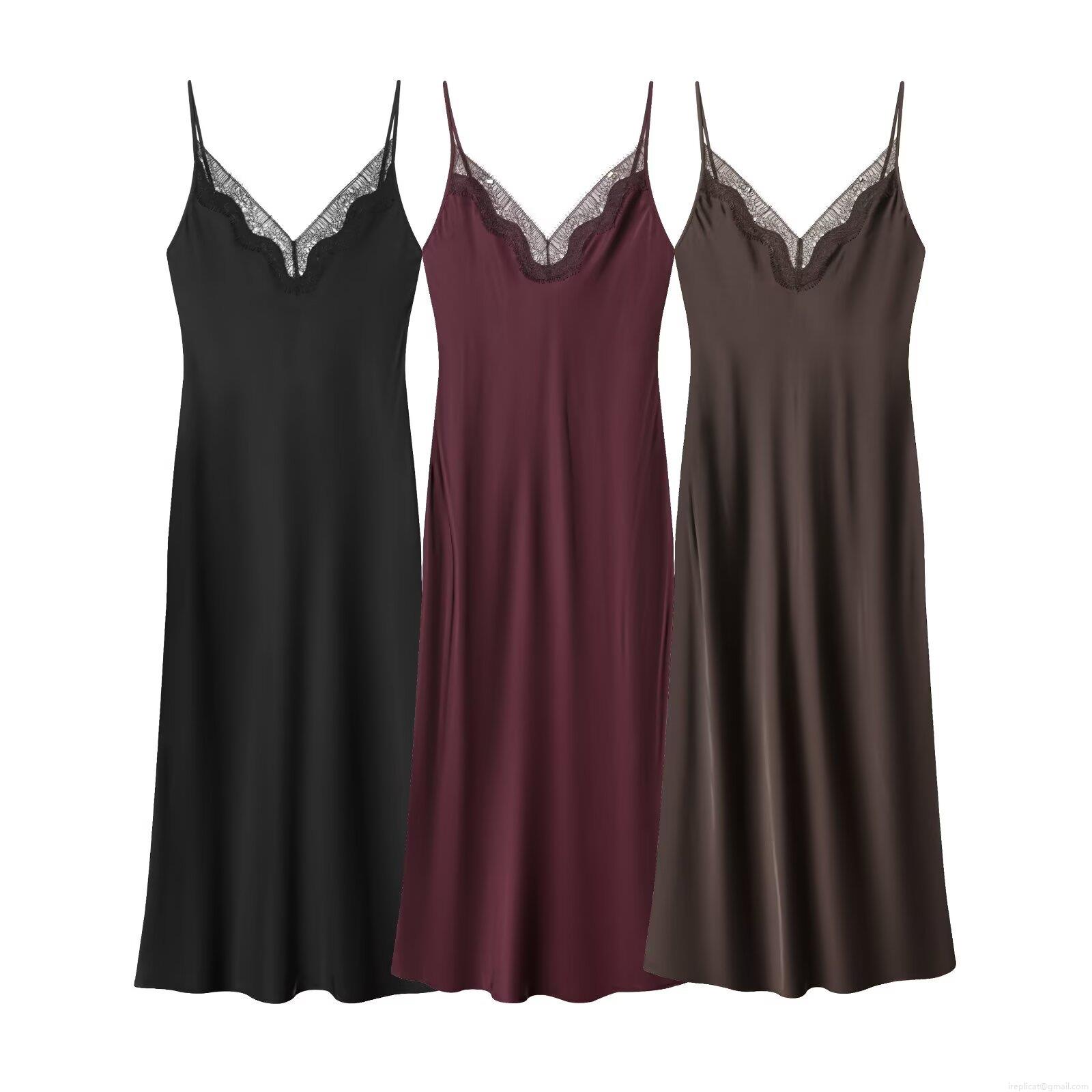 Women's Sexy Lace Patchwork V-Neck Cami Dress Satin Backless Sleeveless Midi Slip Dress For Party Dating Nightwear Elegant Clubwear Lady Women's Sexy Lace Patchwork V-Neck Cami Dress Satin Backless Sleeveless Midi Slip Dress For Party Dating Nightwear Elegant Clubwear Lady
