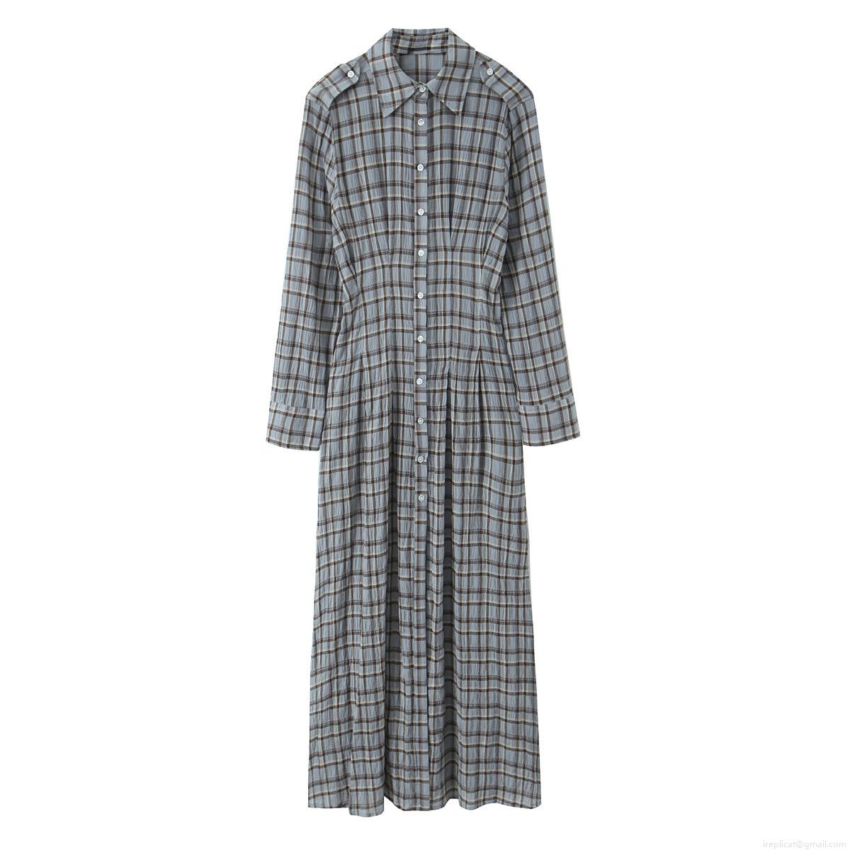 Women's Casual Plaid Shirt Dress Long Sleeve Lapel Button Down A-Line Midi Dress With Bubble Gauze Texture Loose Gingham Dress For Winter Fashion Women's Casual Plaid Shirt Dress Long Sleeve Lapel Button Down A-Line Midi Dress With Bubble Gauze Texture Loose Gingham Dress For Winter Fashion