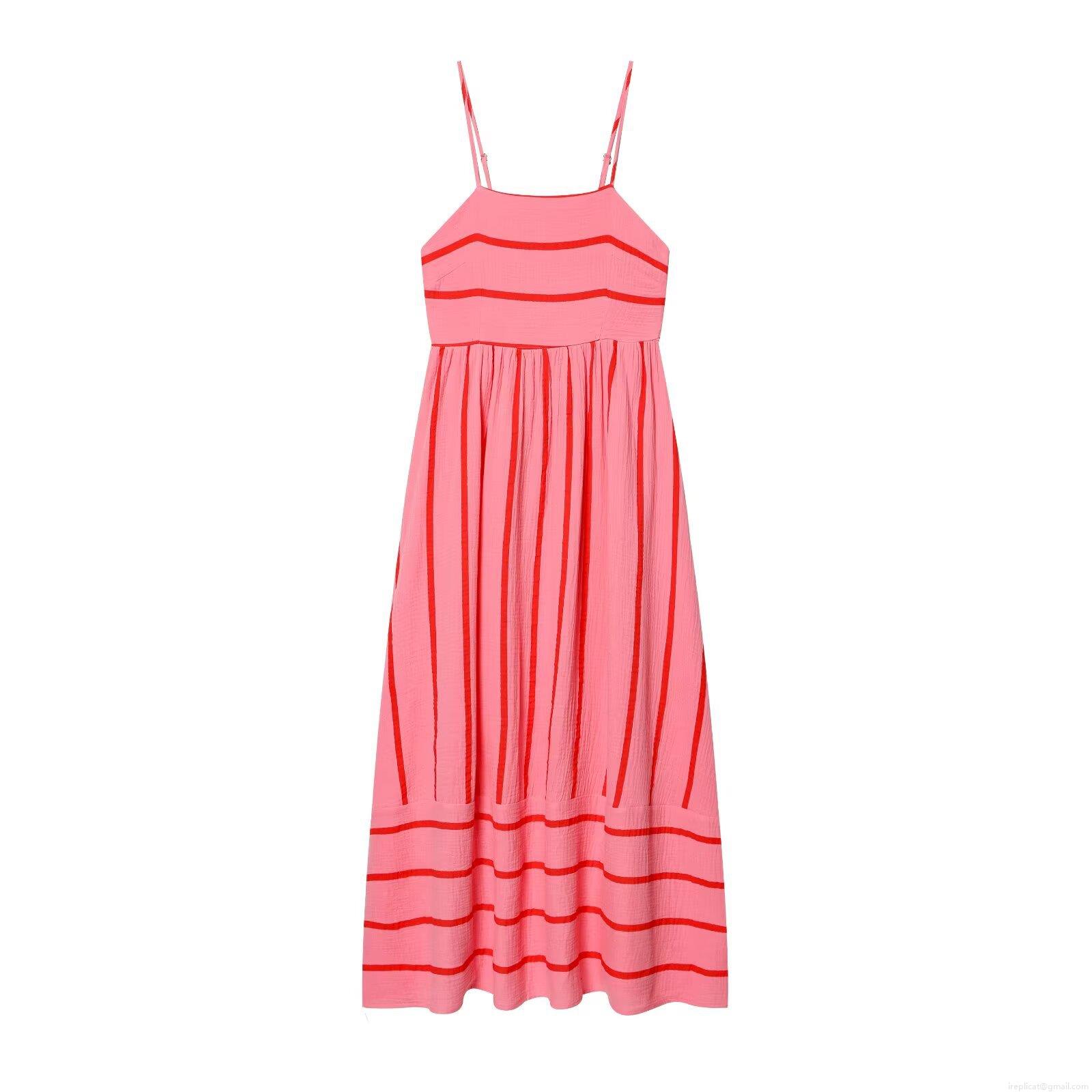 Sexy Striped Camisole Midi Dress Women Summer Vacation Sleeveless Backless Adjustable Straps Polyester Blend Slim Fit A-Line Flowy Long Dress Sexy Striped Camisole Midi Dress Women Summer Vacation Sleeveless Backless Adjustable Straps Polyester Blend Slim Fit A-Line Flowy Long Dress