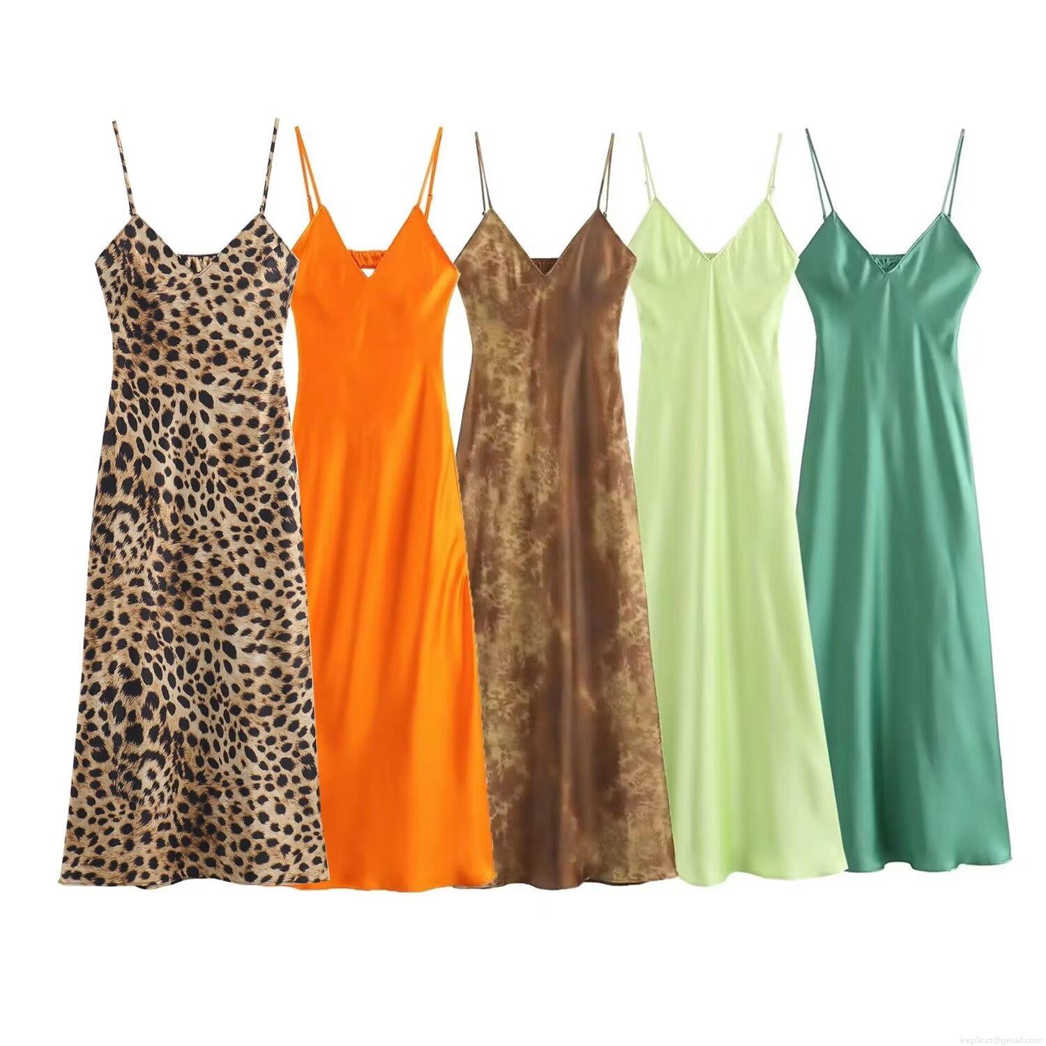 Women's Sexy Satin Slip Dress V-Neck Backless Adjustable Spaghetti Strap Midi Dress Solid Color Leopard Print Summer Party Cocktail Date Night Sleeveless A-Line Dress Women's Sexy Satin Slip Dress V-Neck Backless Adjustable Spaghetti Strap Midi Dress Solid Color Leopard Print Summer Party Cocktail Date Night Sleeveless A-Line Dress