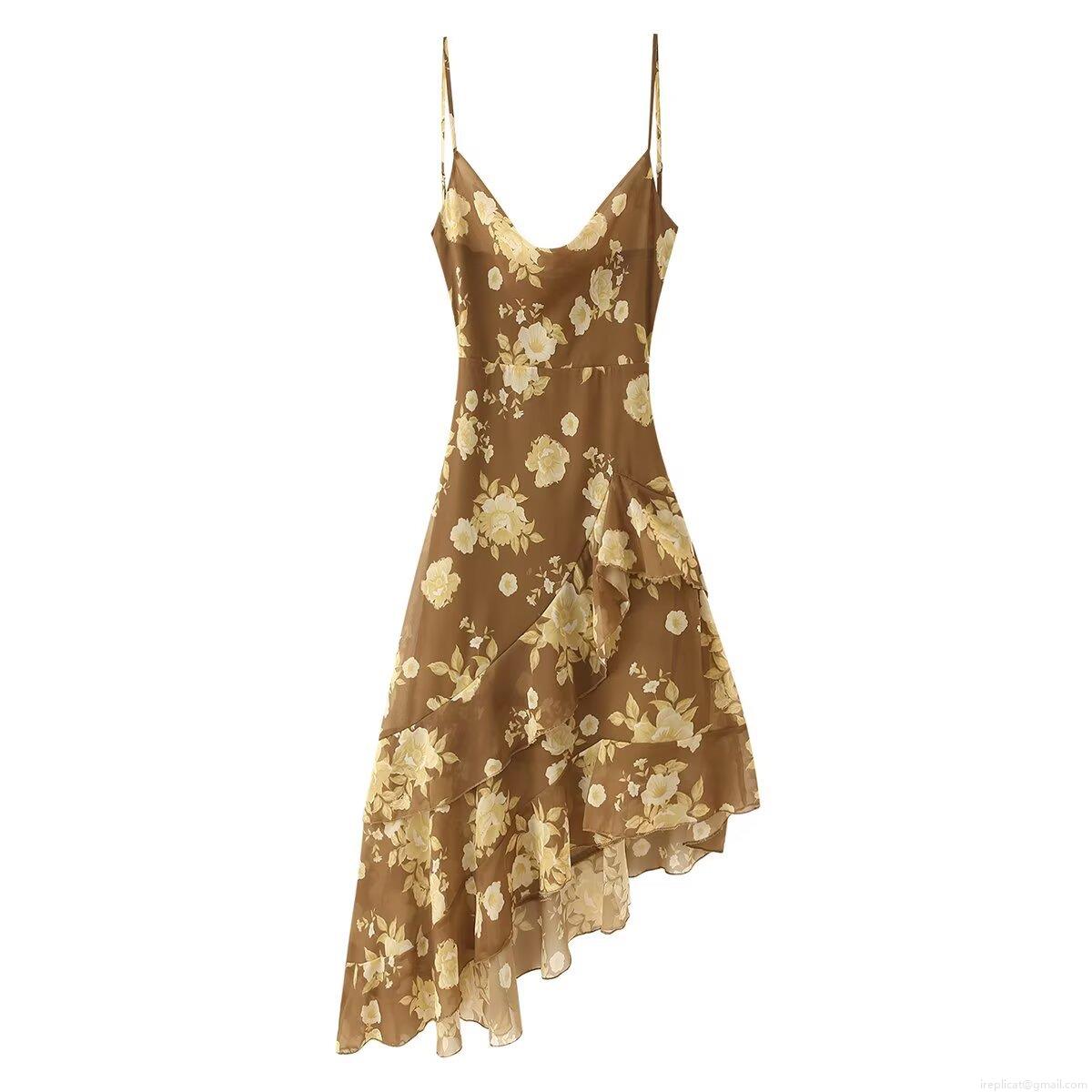 Women\'s Sexy Floral Print Cami Dress Cowl Neck Double Layer Ruffle Hem Chiffon Midi Slip Dress Elegant Sleeveless Backless Sundress For Summer Party Date Night Women\'s Sexy Floral Print Cami Dress Cowl Neck Double Layer Ruffle Hem Chiffon Midi Slip Dress Elegant Sleeveless Backless Sundress For Summer Party Date Night