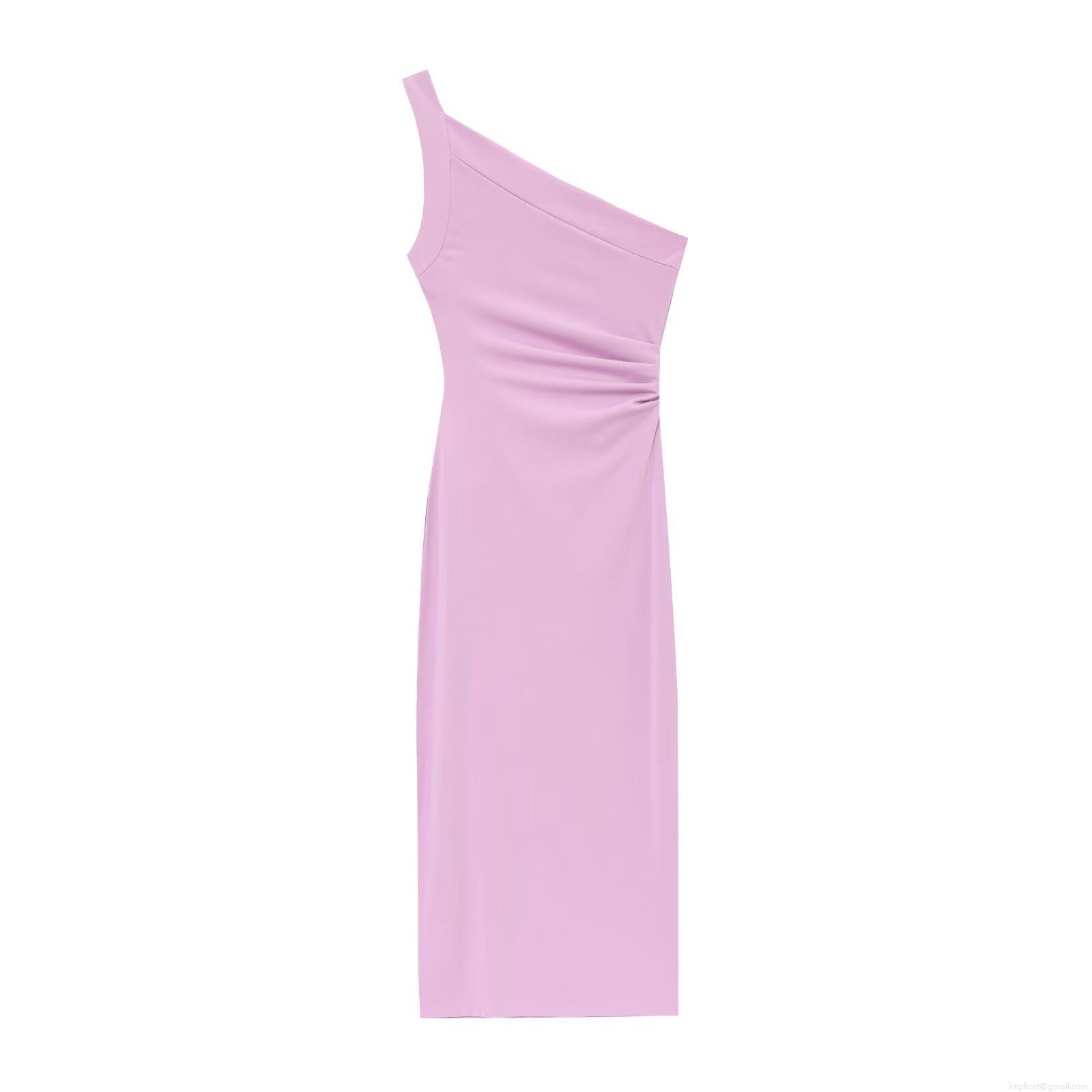 Women\'s Sexy One Shoulder Midi Dress Elegant Ruched Asymmetrical Bodycon Summer Party Dress Polyester Spandex Knitted Sleeveless Solid Evening Clubwear