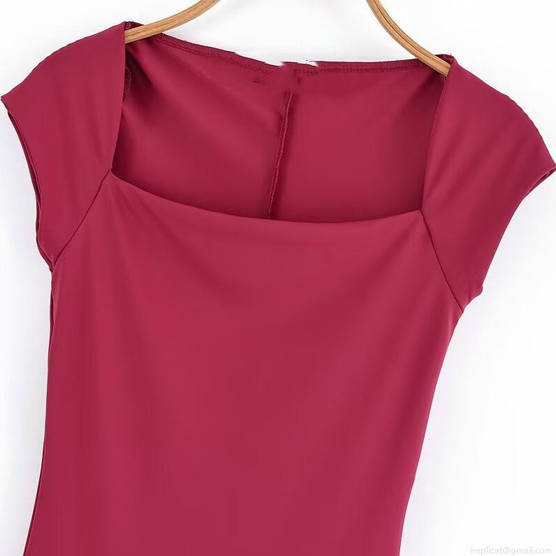 Women Square Neck Bodycon Midi Dress Elegant Slim Fit Sleeveless Solid Color Stretch Knit Dress For Office Party Club Cocktail Lady Chic Evening Wear