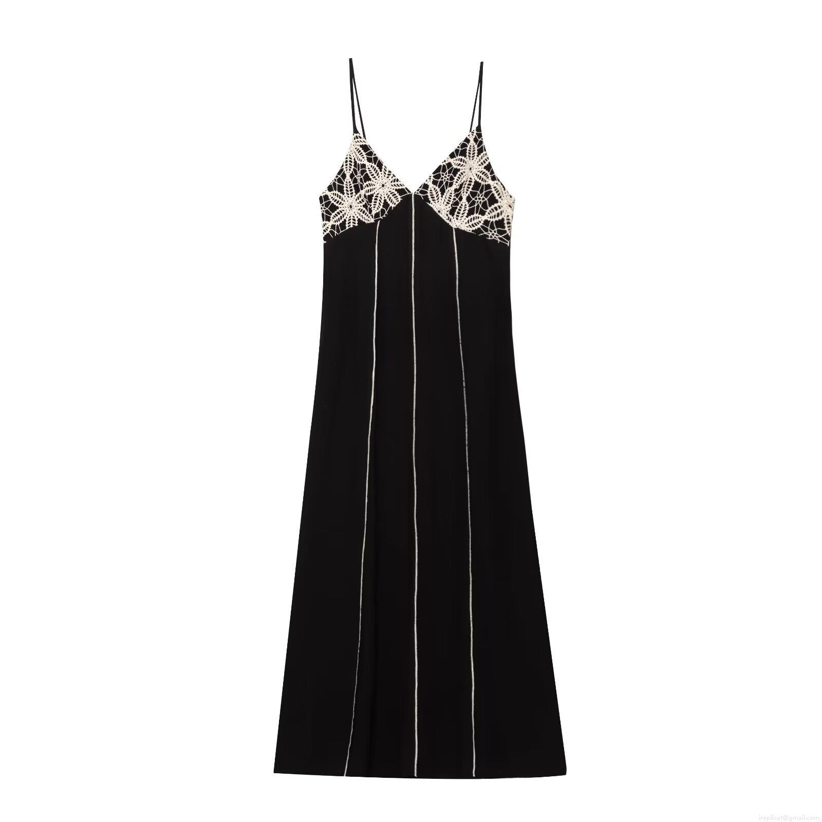Women Sexy V-Neck Spaghetti Strap Midi Dress Summer Lace Trim Patchwork Contrast Stitching Slim Fit Spandex Blend Long Evening Party Dress Women Sexy V-Neck Spaghetti Strap Midi Dress Summer Lace Trim Patchwork Contrast Stitching Slim Fit Spandex Blend Long Evening Party Dress