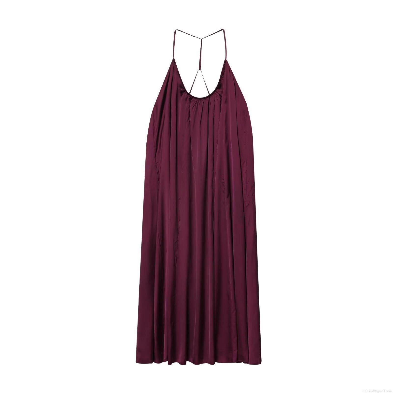 Women's Sexy Backless Satin Midi Dress V Neck Crossover Straps Silk Texture Elegant Party Evening Long Dress Solid Color Sleeveless Halter Cami Dress Women's Sexy Backless Satin Midi Dress V Neck Crossover Straps Silk Texture Elegant Party Evening Long Dress Solid Color Sleeveless Halter Cami Dress