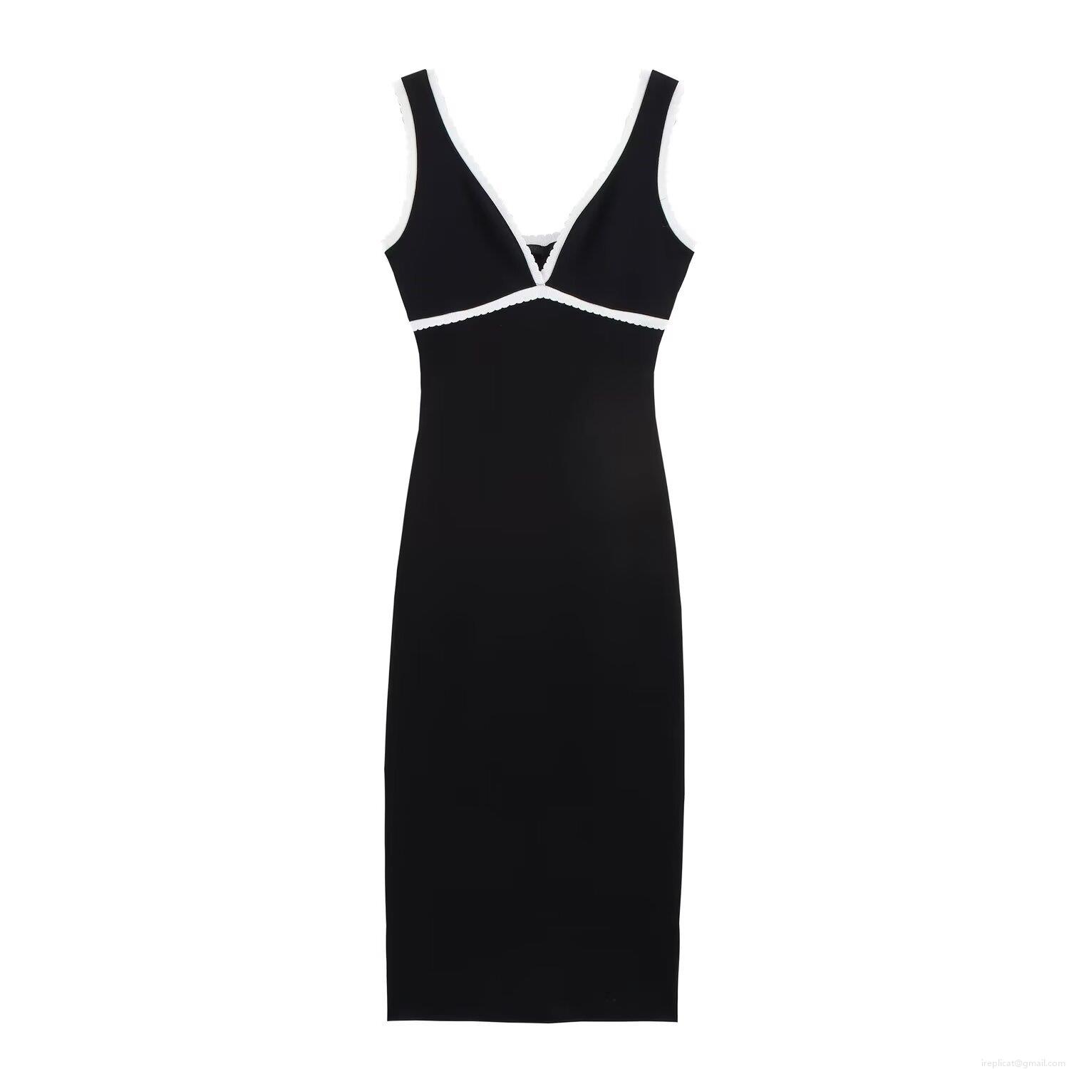 Women Sexy Knit Midi Dress Sleeveless V-Neck Bodycon Contrast Layered Trim Slim Fit Elegant Party Clubwear Dress Women Sexy Knit Midi Dress Sleeveless V-Neck Bodycon Contrast Layered Trim Slim Fit Elegant Party Clubwear Dress