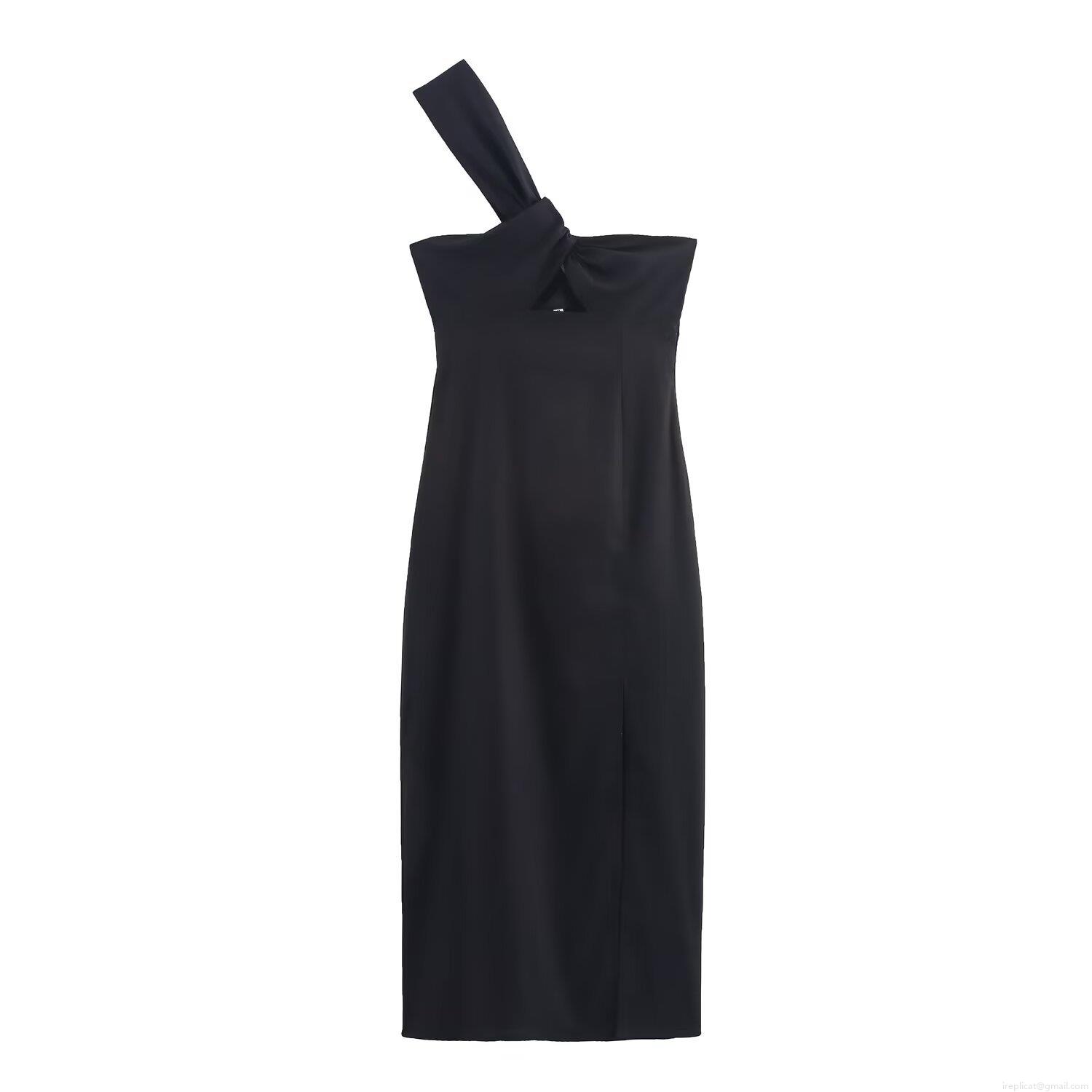 Women's Sexy One Shoulder Midi Dress Asymmetric Cut Out Slit Hem Polyester Spandex Blend Sleeveless Bodycon Cocktail Party Evening Dress Women's Sexy One Shoulder Midi Dress Asymmetric Cut Out Slit Hem Polyester Spandex Blend Sleeveless Bodycon Cocktail Party Evening Dress