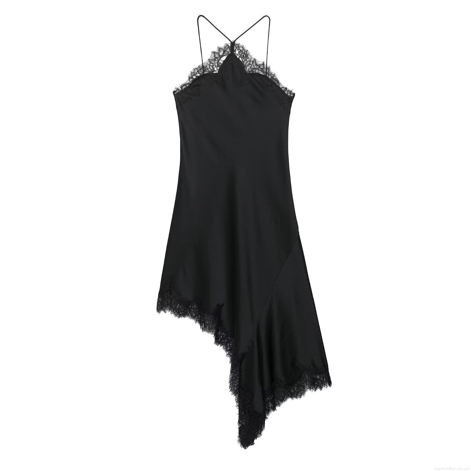 Sexy Lace Splicing Satin Midi Dress Women Elegant V Neck Sleeveless Spaghetti Strap Irregular Hem Slip Dress For Party Clubwear Summer Sexy Lace Splicing Satin Midi Dress Women Elegant V Neck Sleeveless Spaghetti Strap Irregular Hem Slip Dress For Party Clubwear Summer
