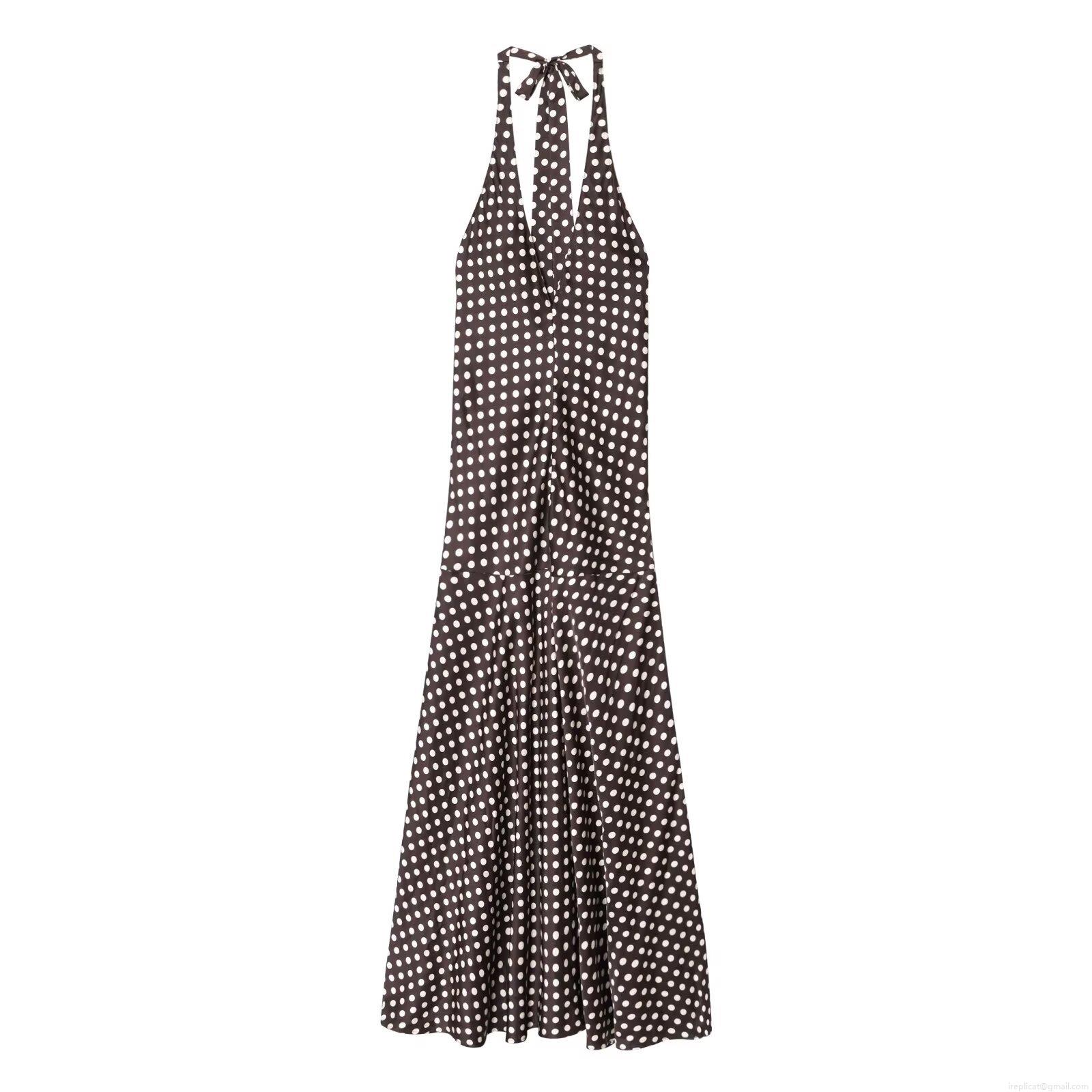 Elegant Polka Dot Halter Backless Dress For Women Sexy Slim Fit Polyester Spandex Mermaid Midi Dress Summer Sleeveless Party Club Dress Elegant Polka Dot Halter Backless Dress For Women Sexy Slim Fit Polyester Spandex Mermaid Midi Dress Summer Sleeveless Party Club Dress