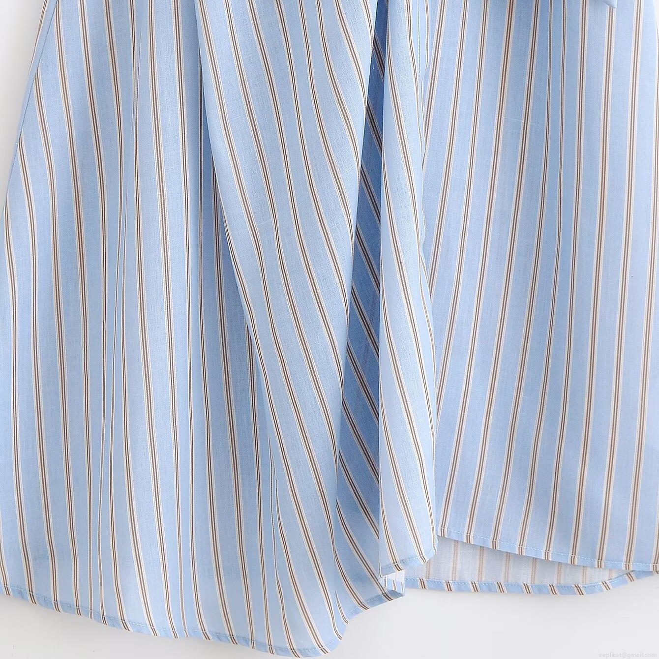 Women\'s Fashion Striped Shirt Dress Elegant Lapel Long Sleeve Midi A-Line Dress With Waist Tie Casual Daily Polyester Dress