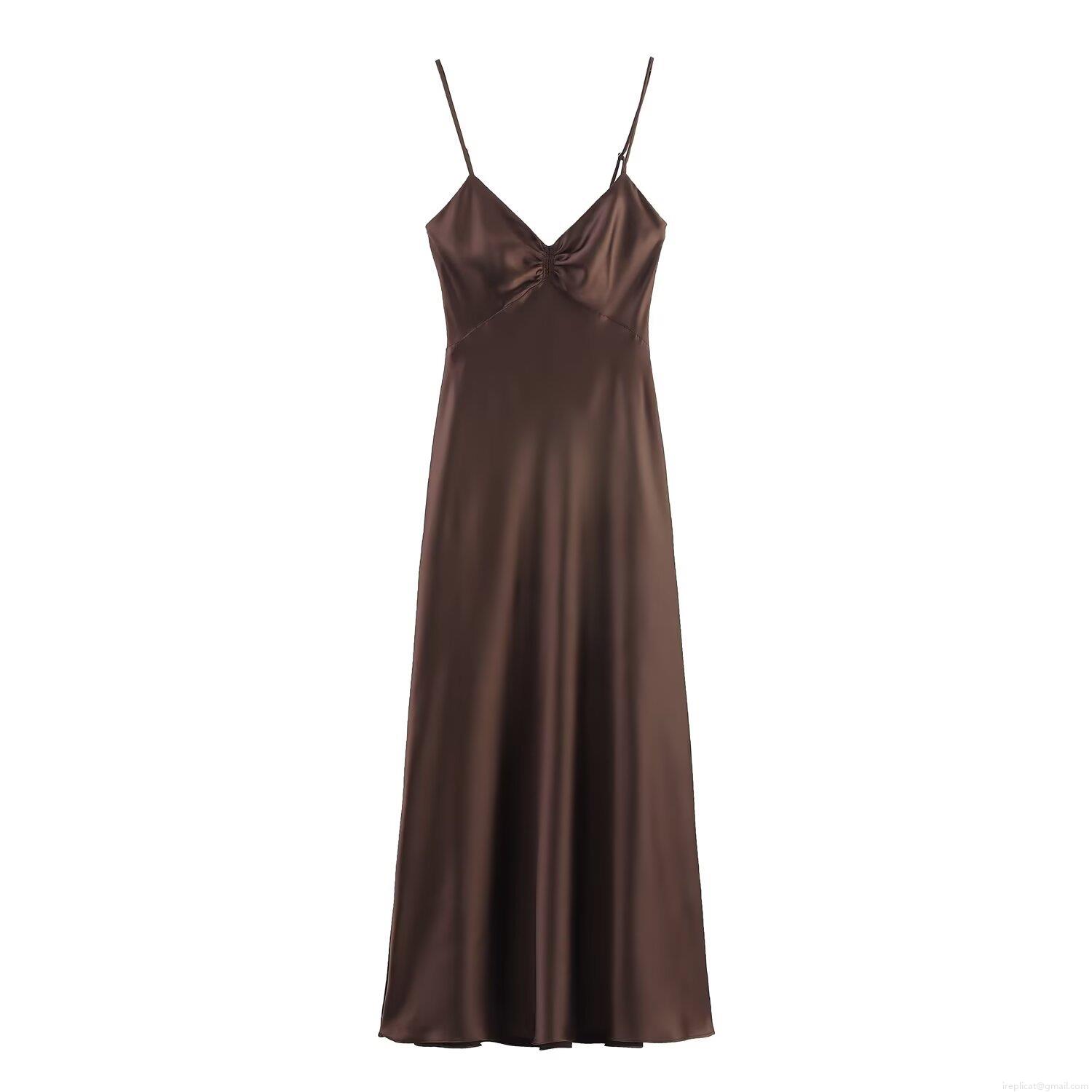 Women's Sexy Ruched Satin Midi Dress V Neck Adjustable Spaghetti Strap Solid Color Polyester Spandex Bodycon Cocktail Evening Party Dress Women's Sexy Ruched Satin Midi Dress V Neck Adjustable Spaghetti Strap Solid Color Polyester Spandex Bodycon Cocktail Evening Party Dress