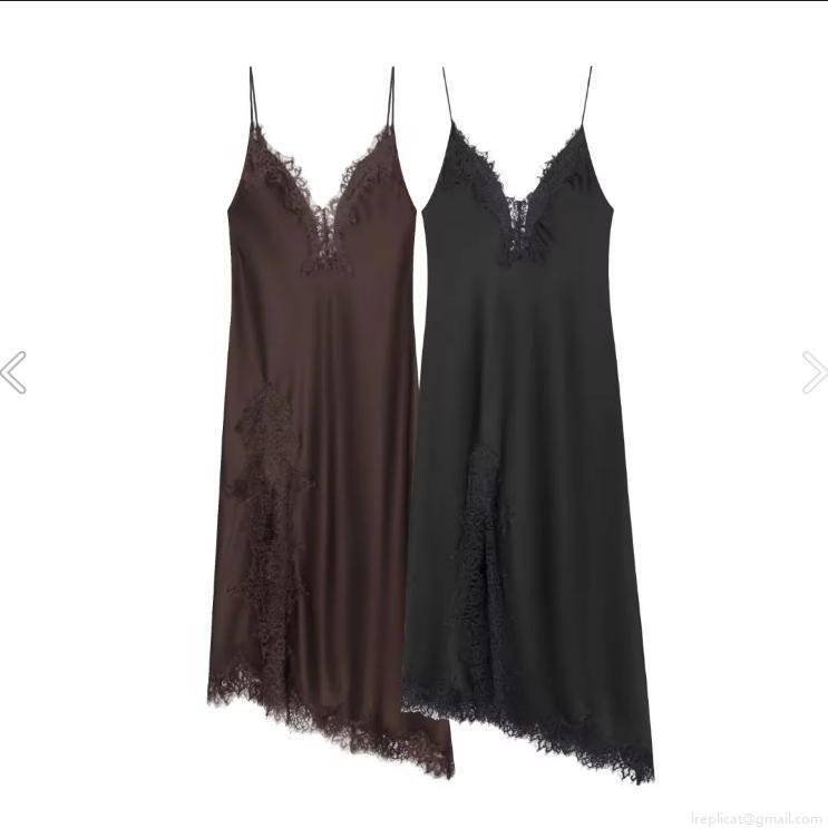 Women Sexy Acetate Satin Lace Patchwork Cami Dress Elegant V Neck Backless Midi Slip Dresses For Party Evening Club Socialite Women Sexy Acetate Satin Lace Patchwork Cami Dress Elegant V Neck Backless Midi Slip Dresses For Party Evening Club Socialite