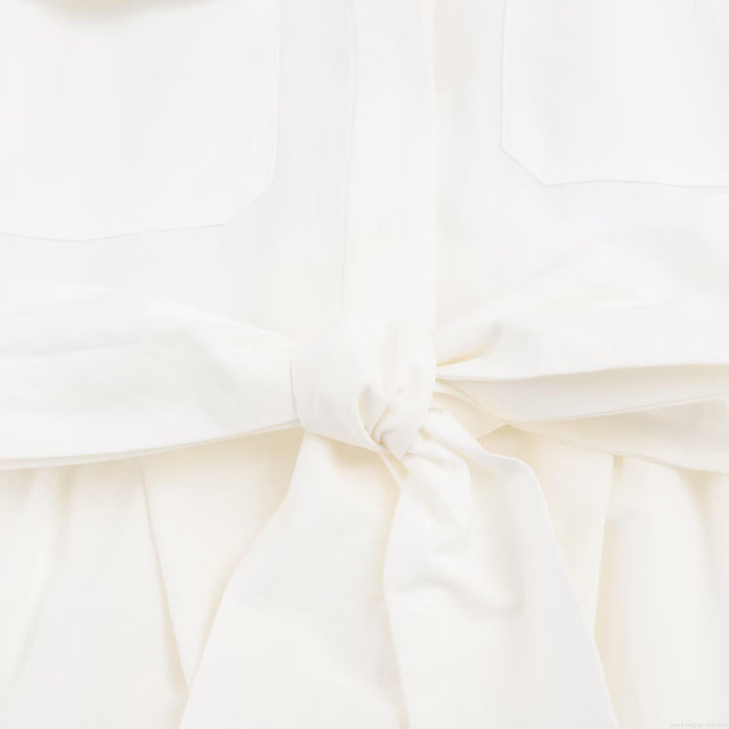 Women\'s Poplin Midi Shirt Dress Short Sleeve Lapel Collar Bow Tie Waistband Double Chest Pockets Button Down A-Line Casual Office Elegant Dress