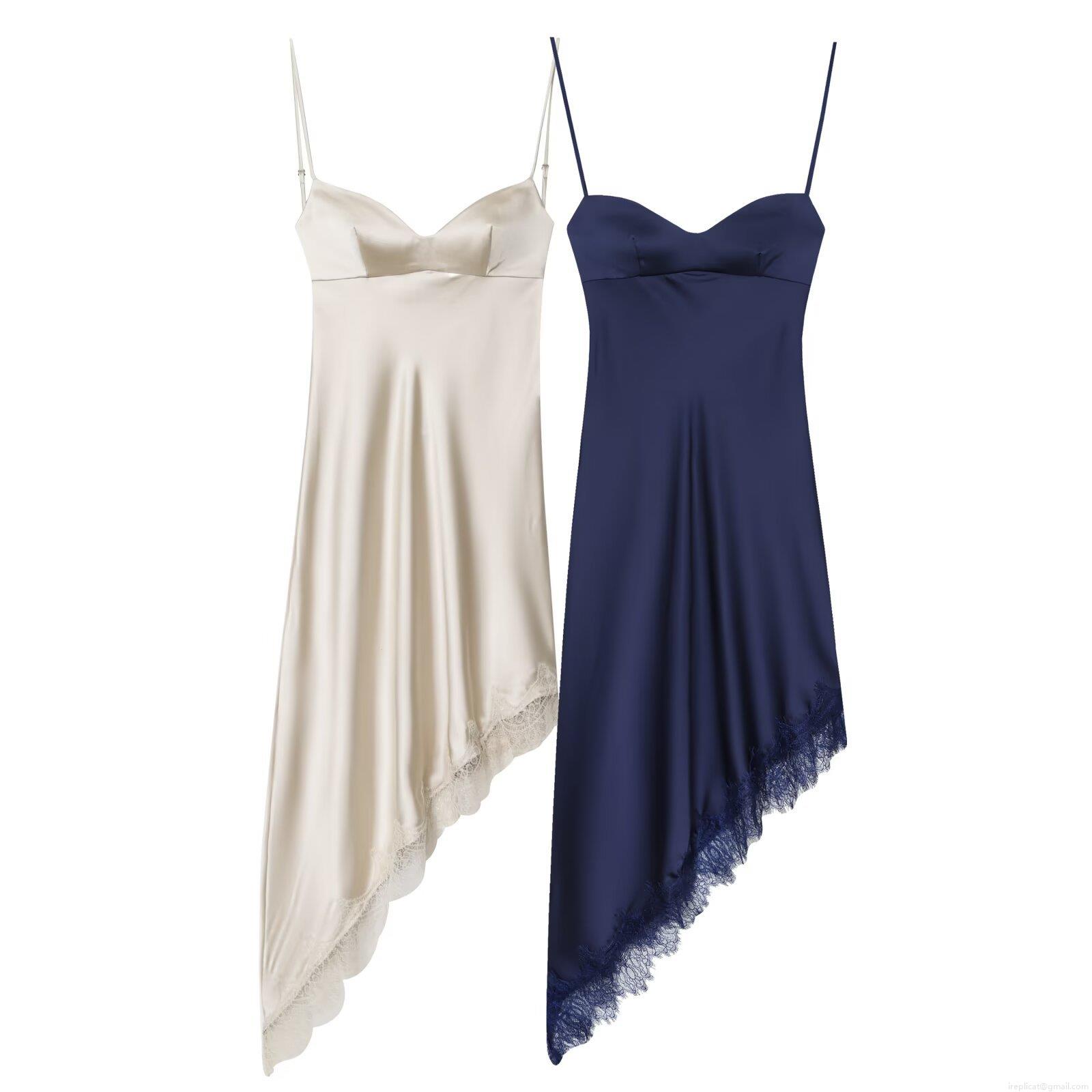 Women's Sexy Backless Lace Trim Satin Slip Dress Elegant V-Neck Adjustable Spaghetti Straps Patchwork Midi Evening Party Club Wedding Guest Dress Women's Sexy Backless Lace Trim Satin Slip Dress Elegant V-Neck Adjustable Spaghetti Straps Patchwork Midi Evening Party Club Wedding Guest Dress