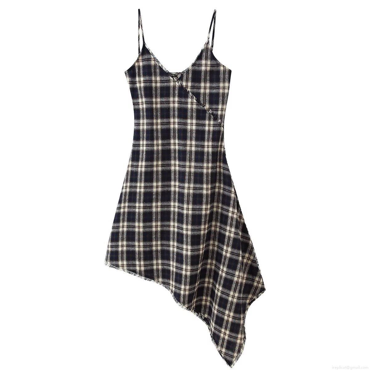 Sexy Women Plaid Asymmetric Hem Cami Midi Dress V-Neck Sleeveless Fringed Bodycon Plaid Dress For Party Vacation Daily Fashion Outfits Sexy Women Plaid Asymmetric Hem Cami Midi Dress V-Neck Sleeveless Fringed Bodycon Plaid Dress For Party Vacation Daily Fashion Outfits