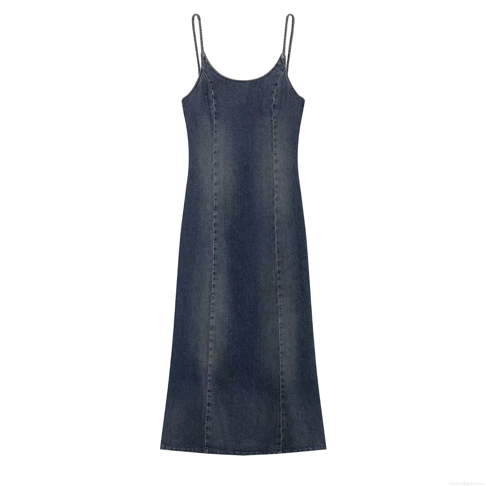 Women Sexy Washed Denim Camisole Dress Slim Fit U-Neck Distressed Midi Length Jean Dress For Party Clubwear Vintage Blue Sundress Sleeveless Women Sexy Washed Denim Camisole Dress Slim Fit U-Neck Distressed Midi Length Jean Dress For Party Clubwear Vintage Blue Sundress Sleeveless