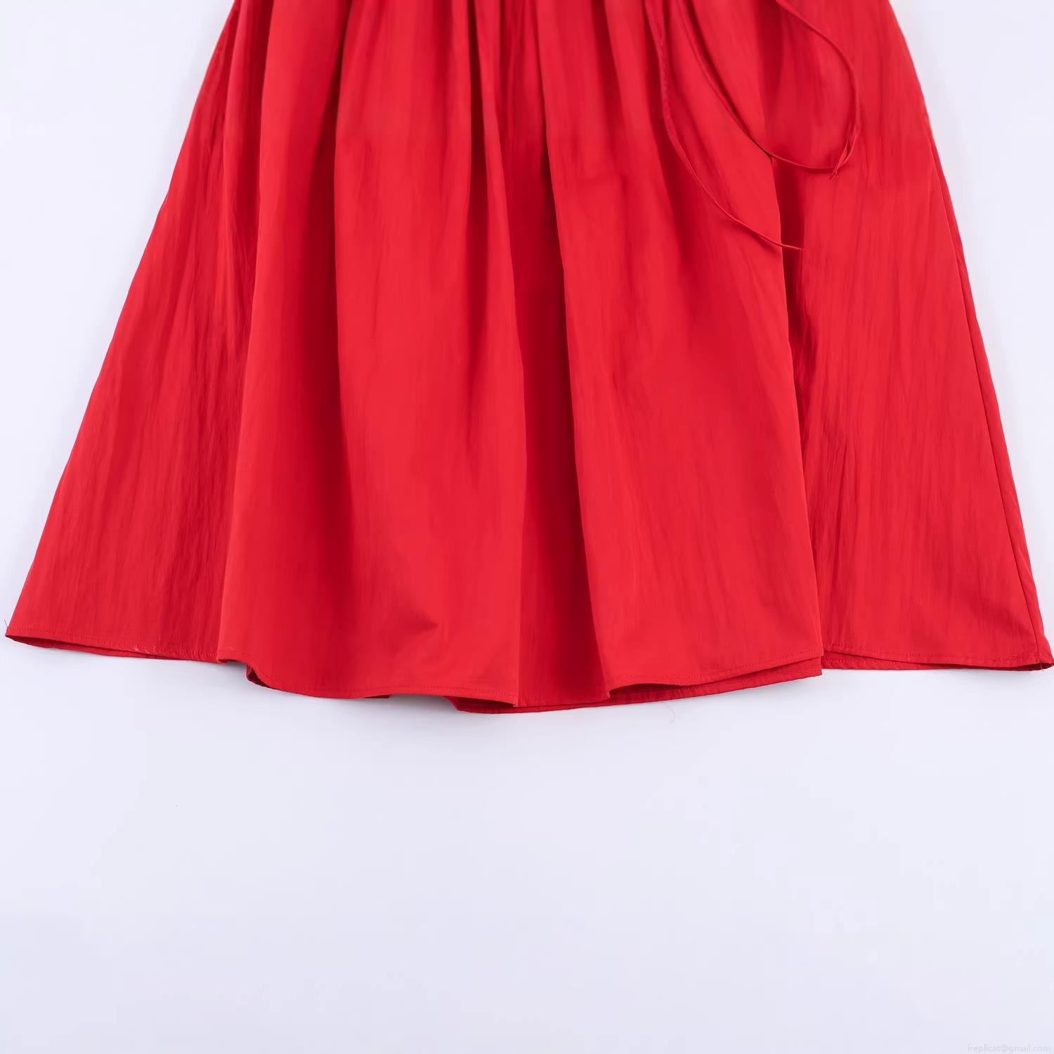 Women Red Sleeveless Midi Dress Polyester Blend Drawstring Ruching A-Line Party Sundress Sexy Clubwear Solid Color Summer Casual Elegant Outfit