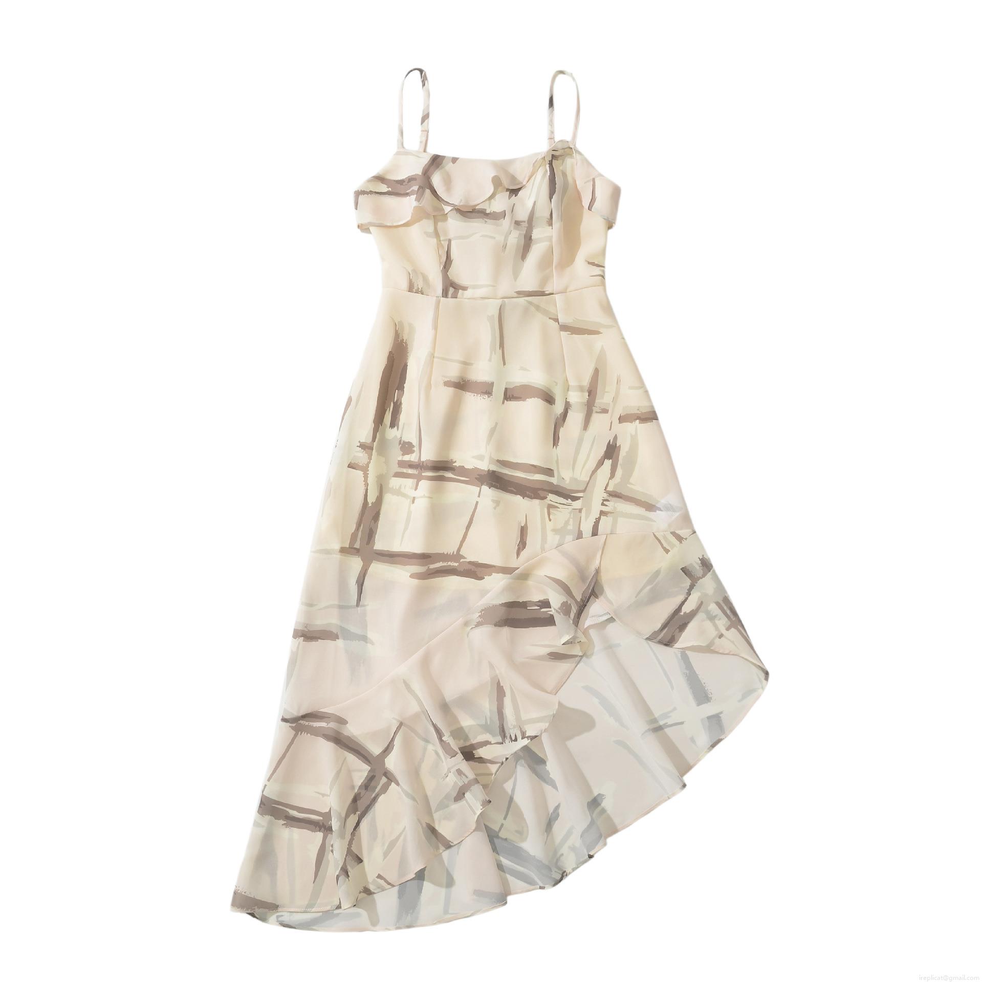 Women's Elegant Spaghetti Strap Midi Dress Chiffon Polyester Abstract Print Ruffle Asymmetric Hem Dress For Party Summer Vacation Graceful Lady Women's Elegant Spaghetti Strap Midi Dress Chiffon Polyester Abstract Print Ruffle Asymmetric Hem Dress For Party Summer Vacation Graceful Lady