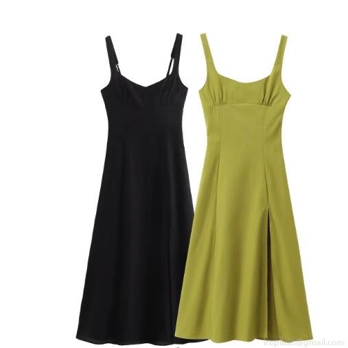 Women Elegant Ruched Bust Spaghetti Strap Midi Dress Sexy Side Slit Polyester Linen Blend Sleeveless Slim Fit Party Evening Summer Sundress Women Elegant Ruched Bust Spaghetti Strap Midi Dress Sexy Side Slit Polyester Linen Blend Sleeveless Slim Fit Party Evening Summer Sundress