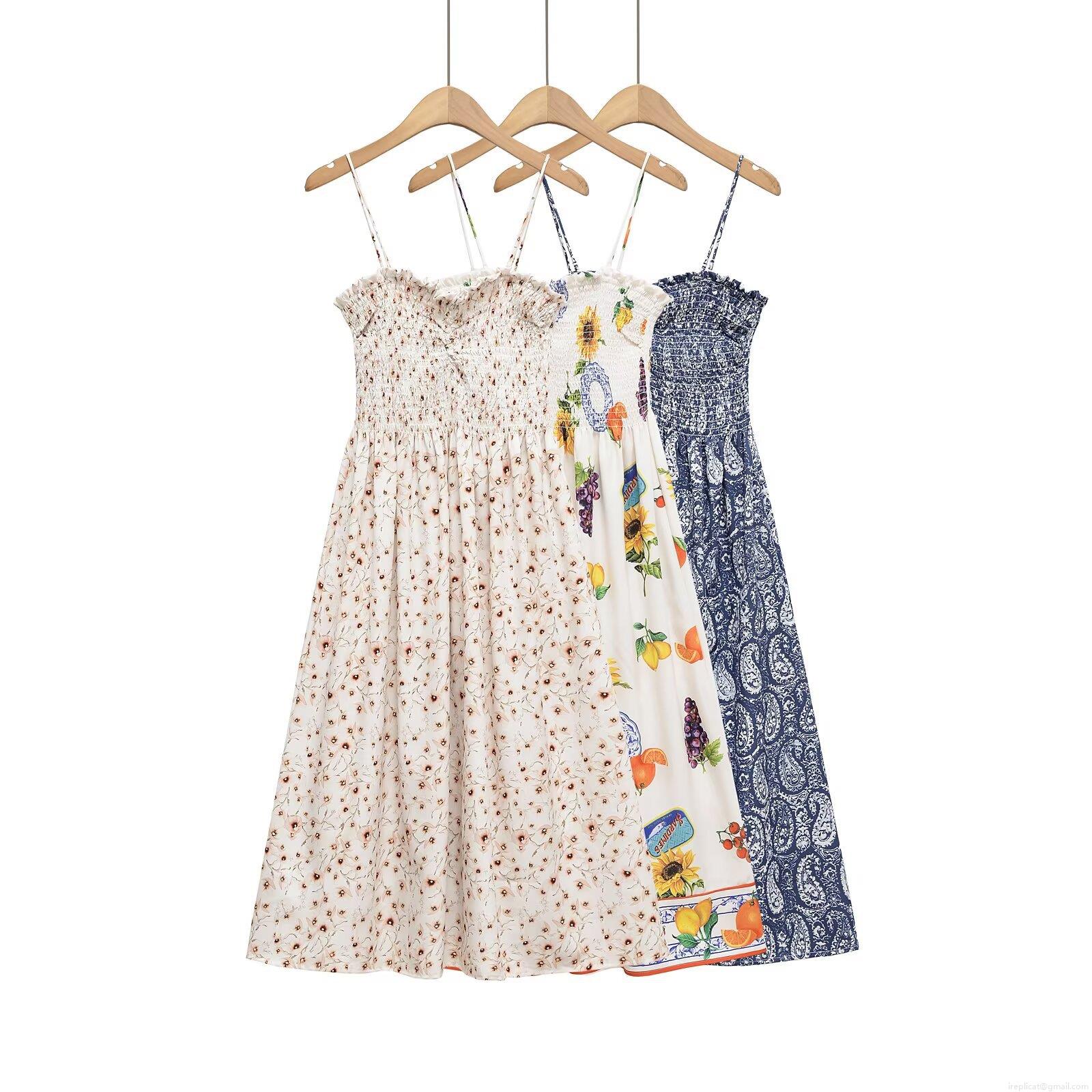 Women's Summer Spaghetti Strap Smocked Midi Dress Bohemian Floral Fruit Paisley Print A-Line Sleeveless Vacation Beach Sun Dress Women's Summer Spaghetti Strap Smocked Midi Dress Bohemian Floral Fruit Paisley Print A-Line Sleeveless Vacation Beach Sun Dress