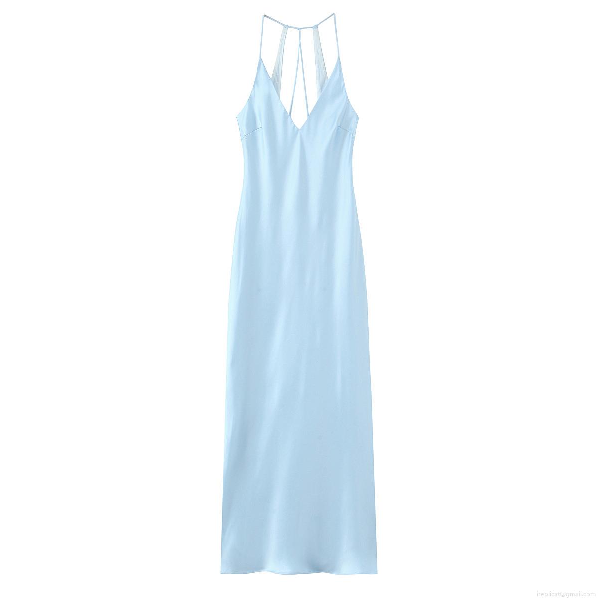 Women's Elegant Satin Midi Dress Sexy V Neck Spaghetti Strap Backless Lace Up Silk Texture Polyester Solid Color Long Dress For Evening Party Wedding Women's Elegant Satin Midi Dress Sexy V Neck Spaghetti Strap Backless Lace Up Silk Texture Polyester Solid Color Long Dress For Evening Party Wedding