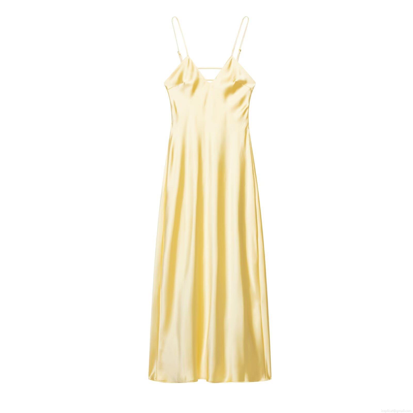 Women's Elegant Satin Slip Midi Dress Sexy V Neck Backless Spaghetti Strap Solid Color Champagne Cocktail Party Evening Dresses For Women Women's Elegant Satin Slip Midi Dress Sexy V Neck Backless Spaghetti Strap Solid Color Champagne Cocktail Party Evening Dresses For Women