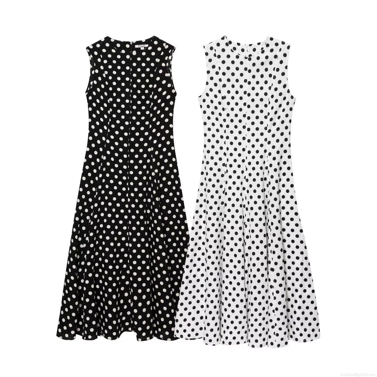 Women Vintage Polka Dot Sleeveless A-Line Midi Dress Retro Round Neck High Waist High Quality Polyester Elegant Party Sun Dress for Women Ladies Women Vintage Polka Dot Sleeveless A-Line Midi Dress Retro Round Neck High Waist High Quality Polyester Elegant Party Sun Dress for Women Ladies
