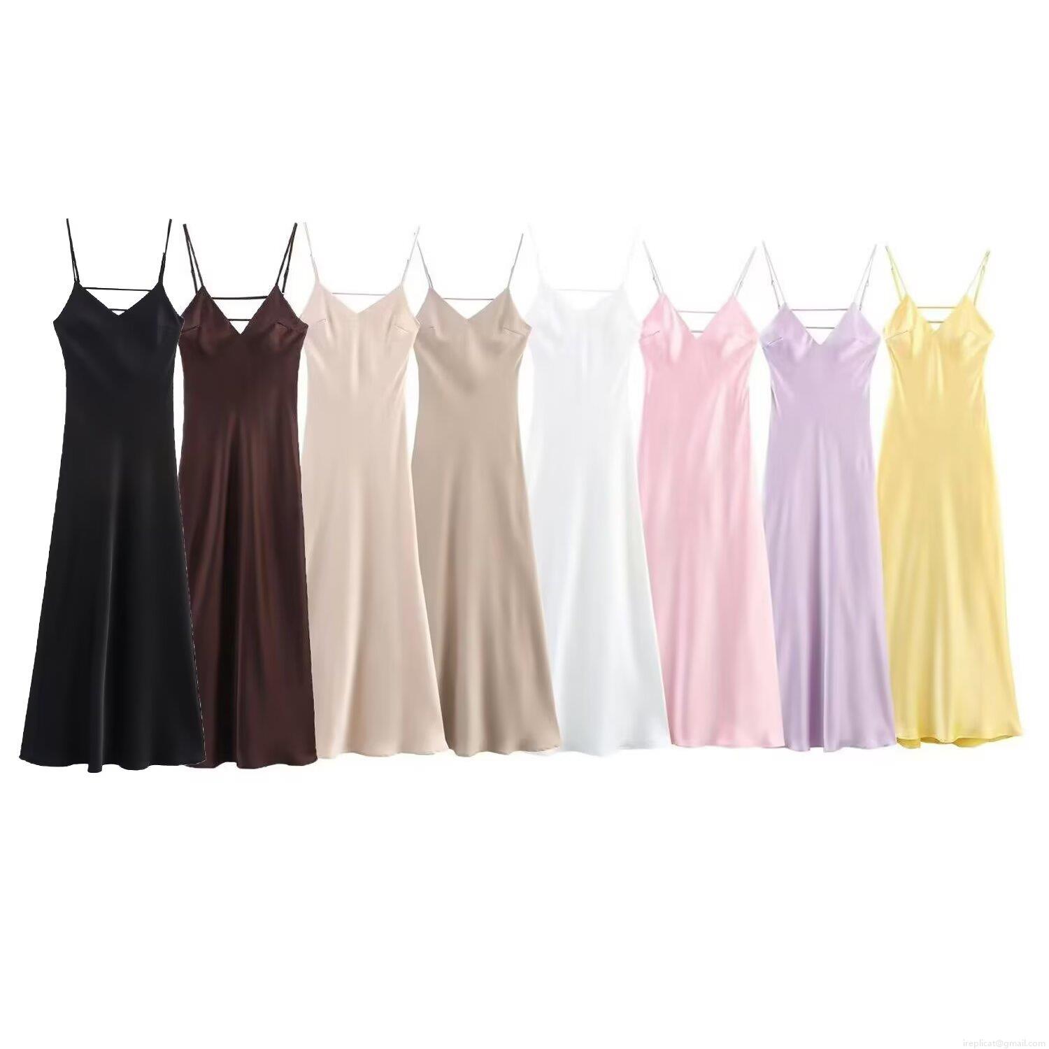 Women\'s Elegant Satin Slip Maxi Dress Backless V Neck Cross Strap Midi Dress For Party Evening Banquet Bodycon Chic Solid Color Polyester Silk Feel Sleeveless Women\'s Elegant Satin Slip Maxi Dress Backless V Neck Cross Strap Midi Dress For Party Evening Banquet Bodycon Chic Solid Color Polyester Silk Feel Sleeveless